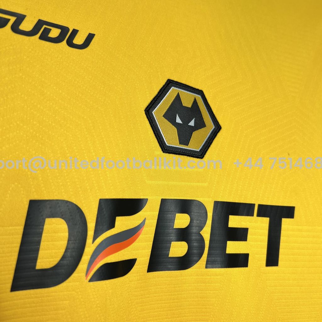 Unitedfootballkit.com | Wolverhampton Wanderers Wolves 24-25 Home Stadium Kids Kit -Customize Name, Number and Patch | Worldwide Shipping