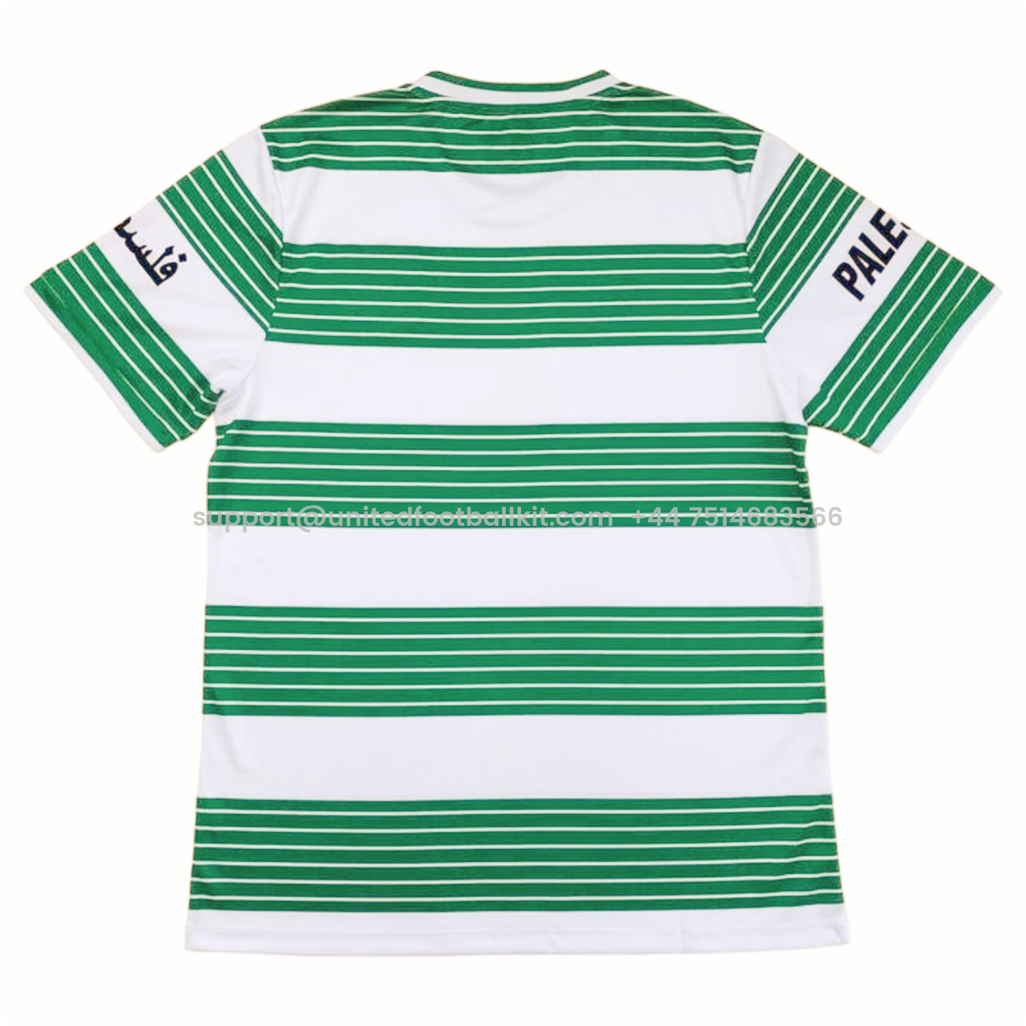 Unitedfootballkit.com | FC Palestina 24 - 25 White and Green Horizontal Striped Jersey -Customize Name, Number and Patch | Worldwide Shipping