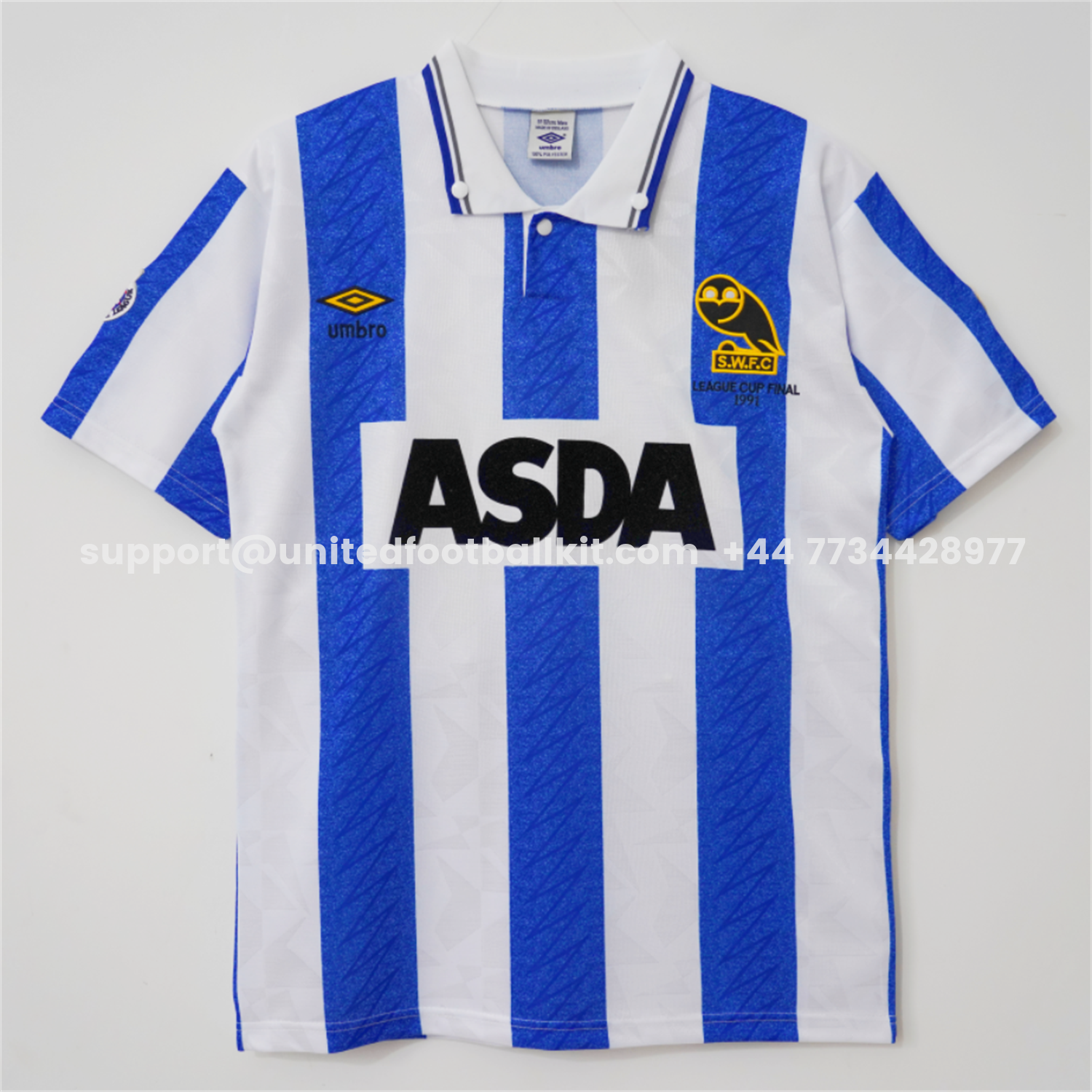 Unitedfootballkit.com | Retro Sheffield Wednesday 1989-93 Home Jersey -Customize Name, Number and Patch | Worldwide Shipping