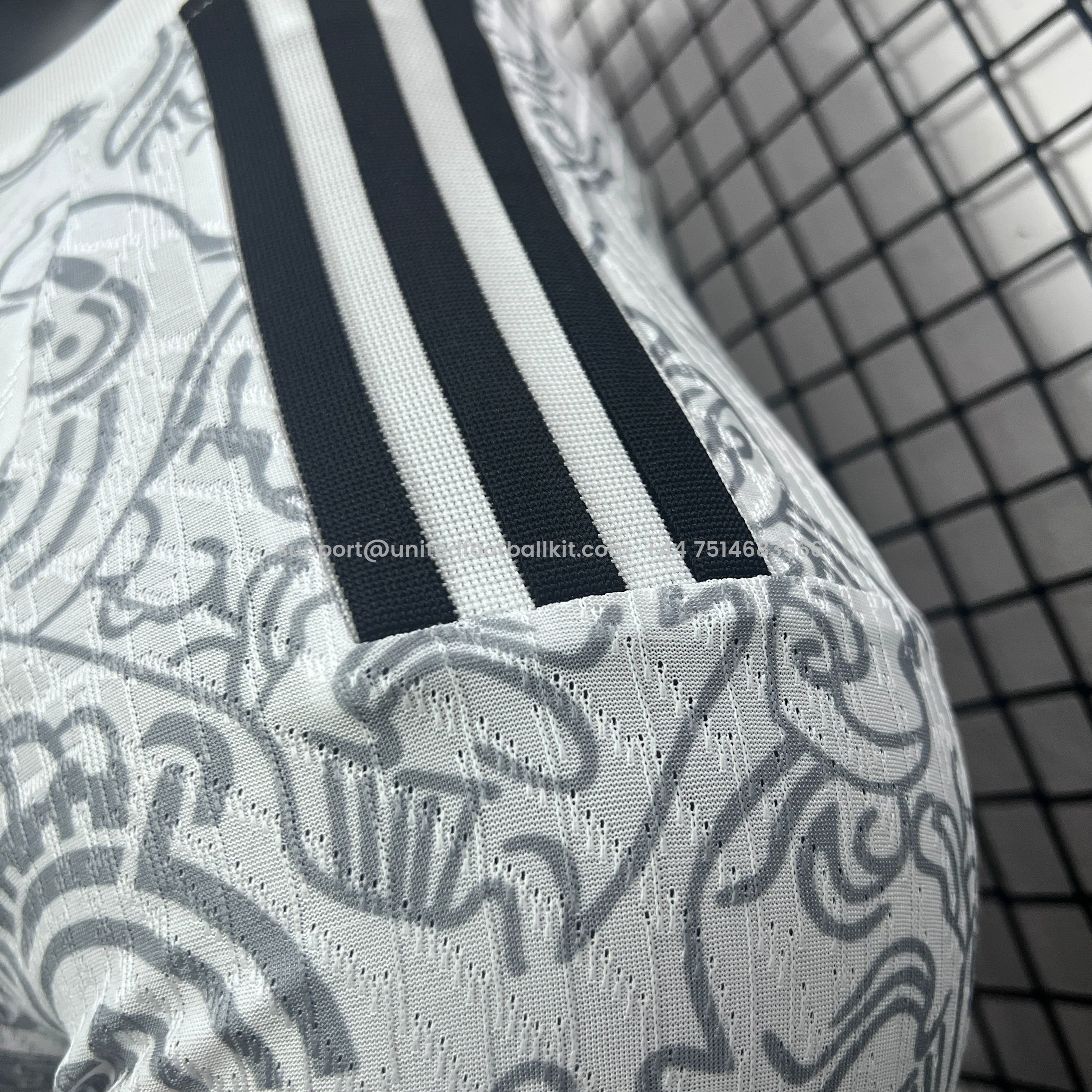 Unitedfootballkit.com | Real Madrid 24-25 White Line Pattern Special Edtion Jersey - Player Version -Customize Name, Number and Patch | Worldwide Shipping