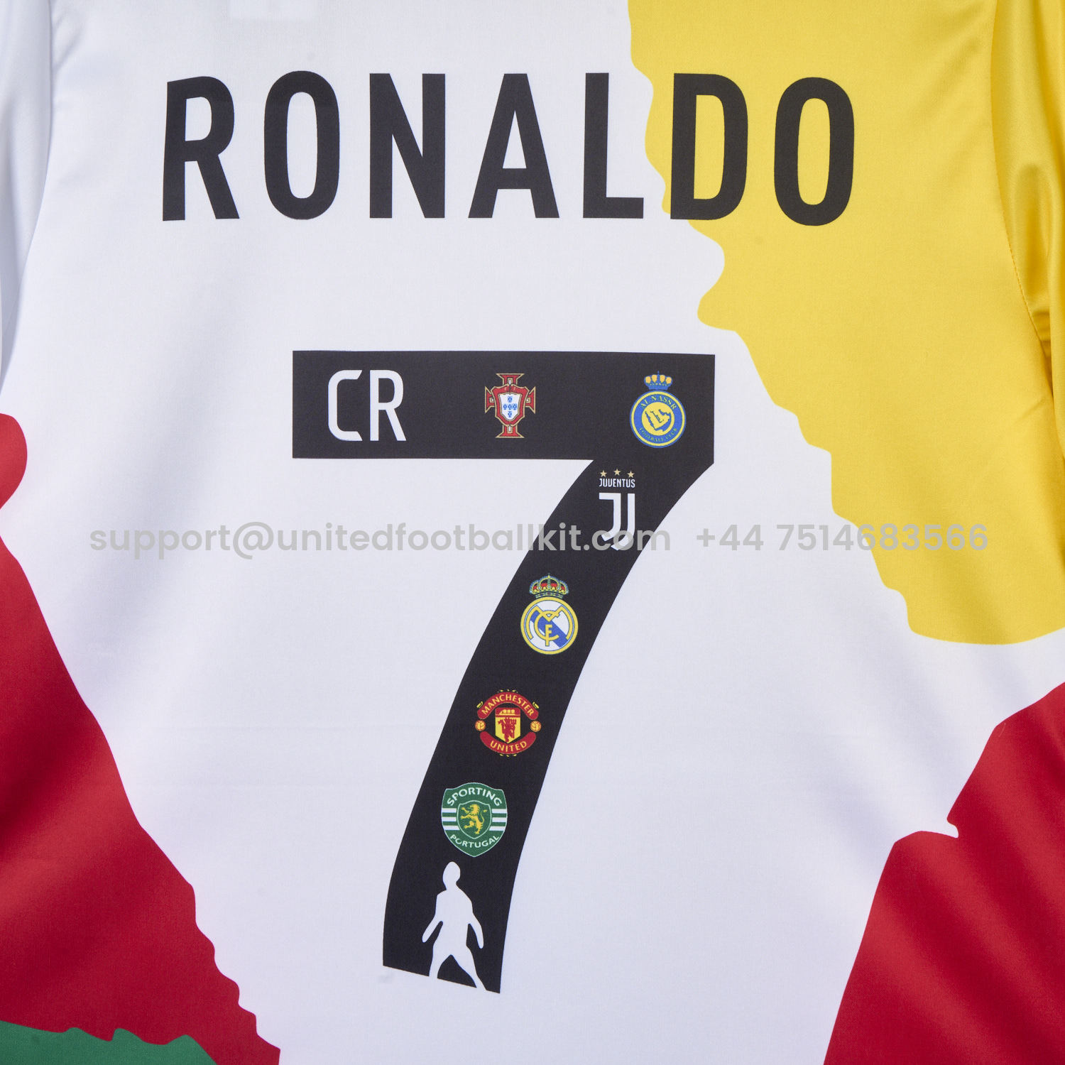 Unitedfootballkit.com | Cristiano Ronaldo Career Commemorative Jersey Real Madrid Manchester United Juventus Portugal Al Nassr Sporting CP - Fans Version -Customize Name, Number and Patch | Worldwide Shipping