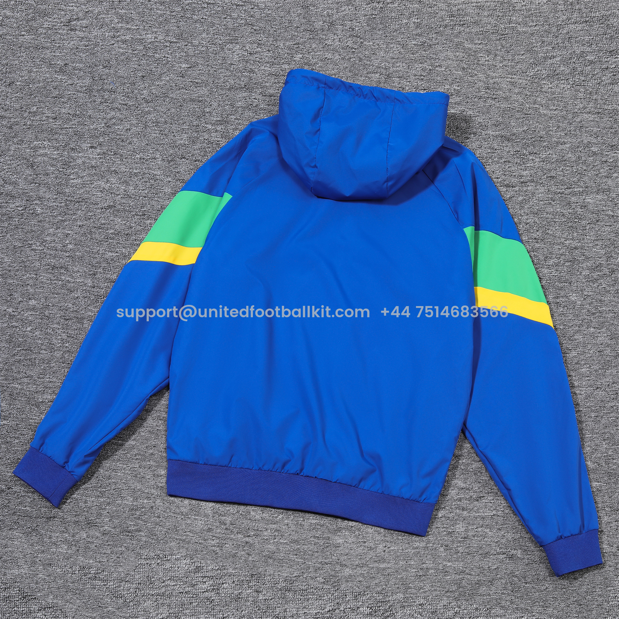 Unitedfootballkit.com | Brazil 2024 National Team Anthem Blue Hooded Windbreaker - Player Version -Customize Name, Number and Patch | Worldwide Shipping