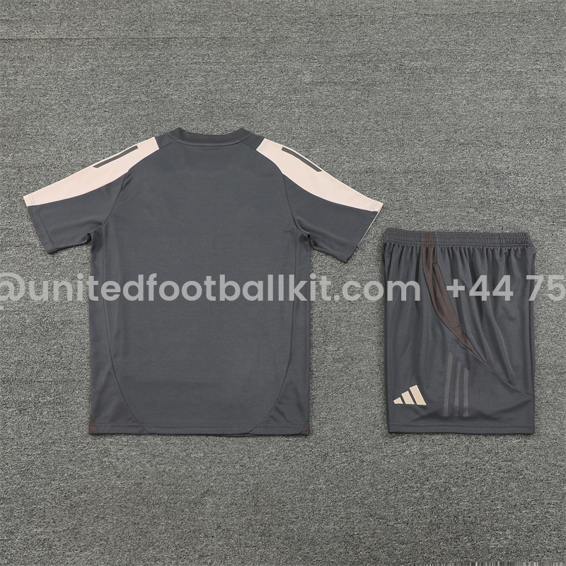 Unitedfootballkit.com | Real Madrid 24-25 Short-Sleeve Training Set - Deep Grey -Customize Name, Number and Patch | Worldwide Shipping