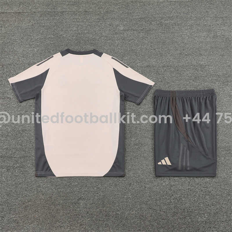 Unitedfootballkit.com | Real Madrid 24-25 Kids Short-Sleeve Training Set - Apricot -Customize Name, Number and Patch | Worldwide Shipping