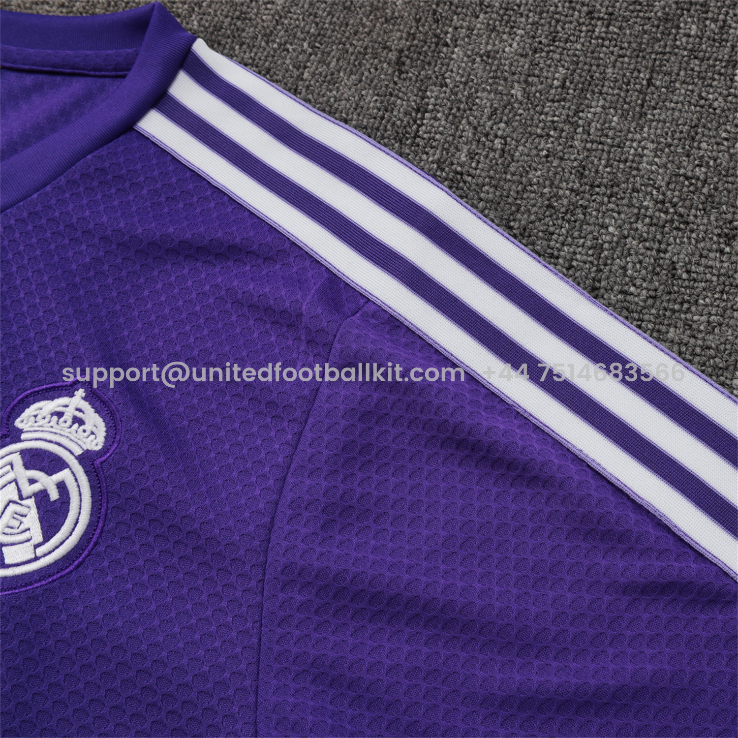 Unitedfootballkit.com | Real Madrid 25-26 Throwback Trefoil Short-Sleeve Training Set - Purple -Customize Name, Number and Patch | Worldwide Shipping