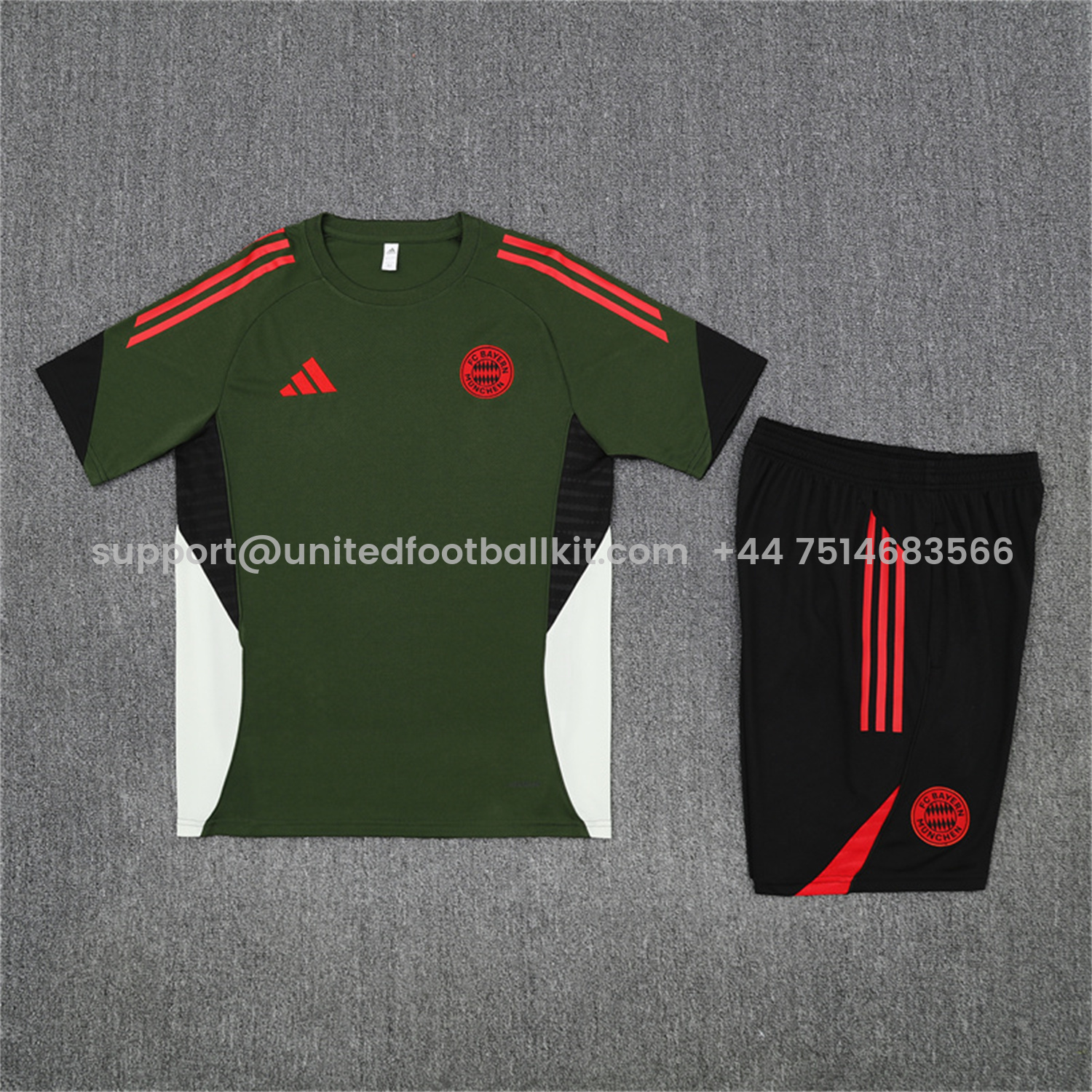 Unitedfootballkit.com | Bayern Munich 25-26 Short-Sleeve Training Set - Green Top & Black shorts -Customize Name, Number and Patch | Worldwide Shipping