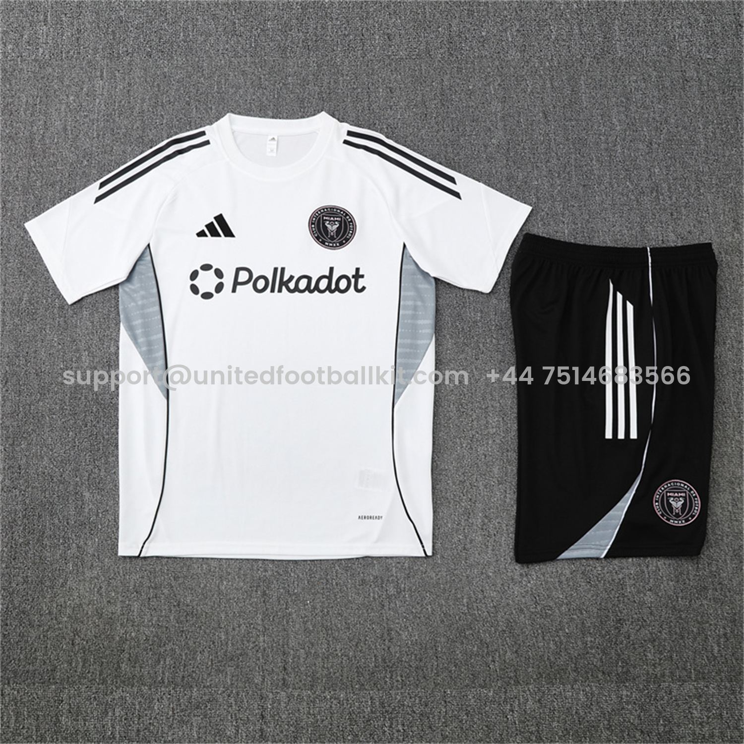 Unitedfootballkit.com | INT M.A.M 25-26 Short-Sleeve Training Set - White Top and Black Shorts -Customize Name, Number and Patch | Worldwide Shipping