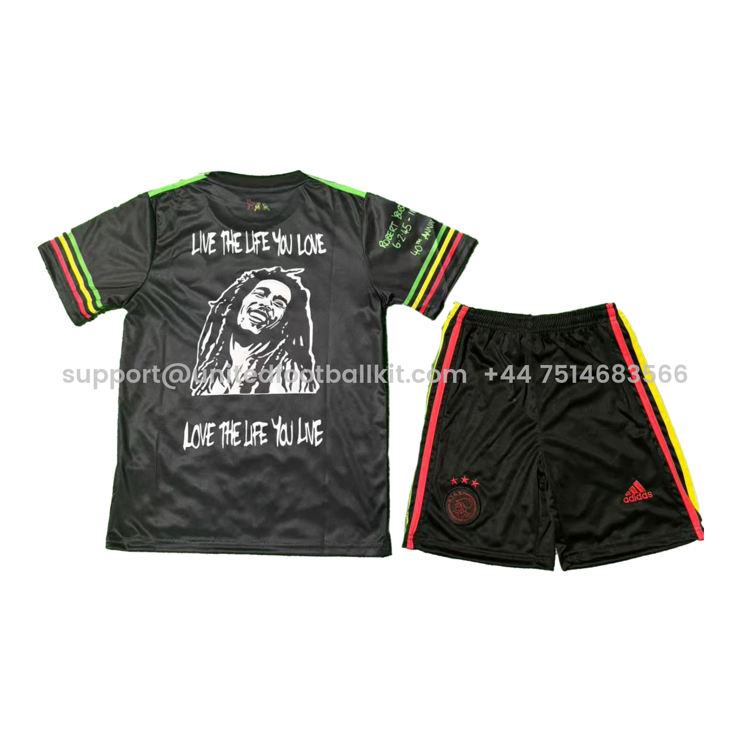 Unitedfootballkit.com | Ajax x B-O-B Marly 25-26 Black Special Kids Kit -Customize Name, Number and Patch | Worldwide Shipping