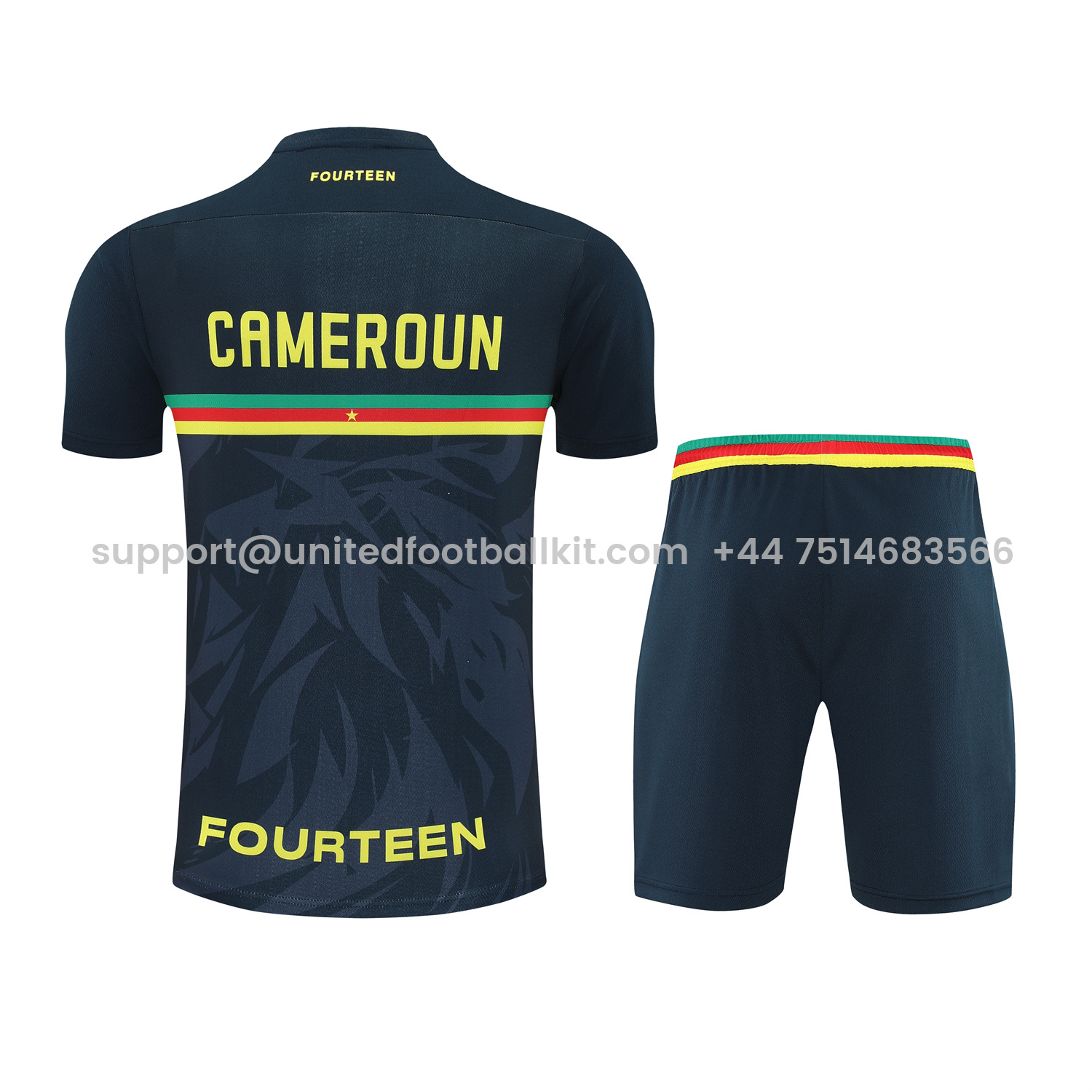 Unitedfootballkit.com | Cameroon 25-26 Short-Sleeve Training Set - Deep Blue Top and Shorts -Customize Name, Number and Patch | Worldwide Shipping