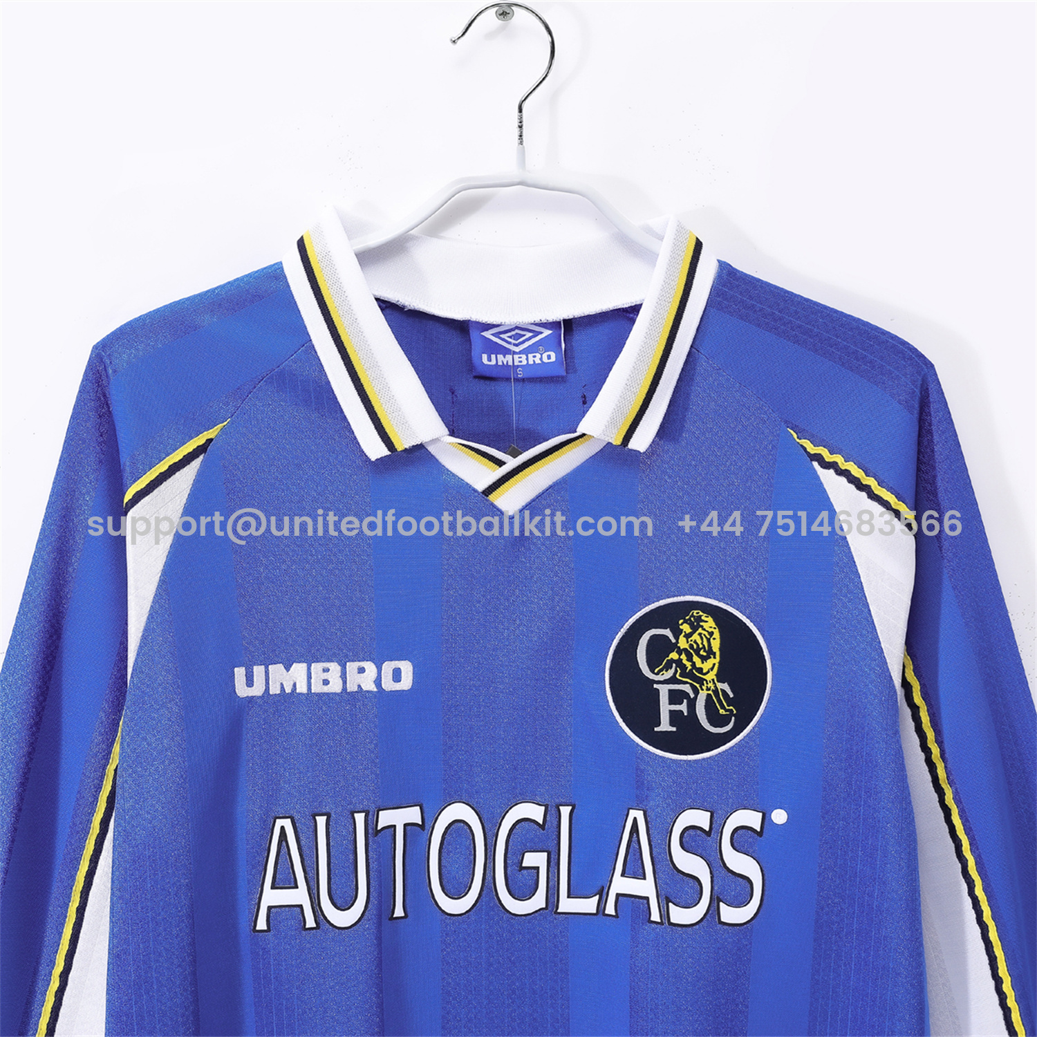 Unitedfootballkit.com | Retro C.H.E.L.S.E.A 1997-99 Home Long Sleeves Jersey -Customize Name, Number and Patch | Worldwide Shipping