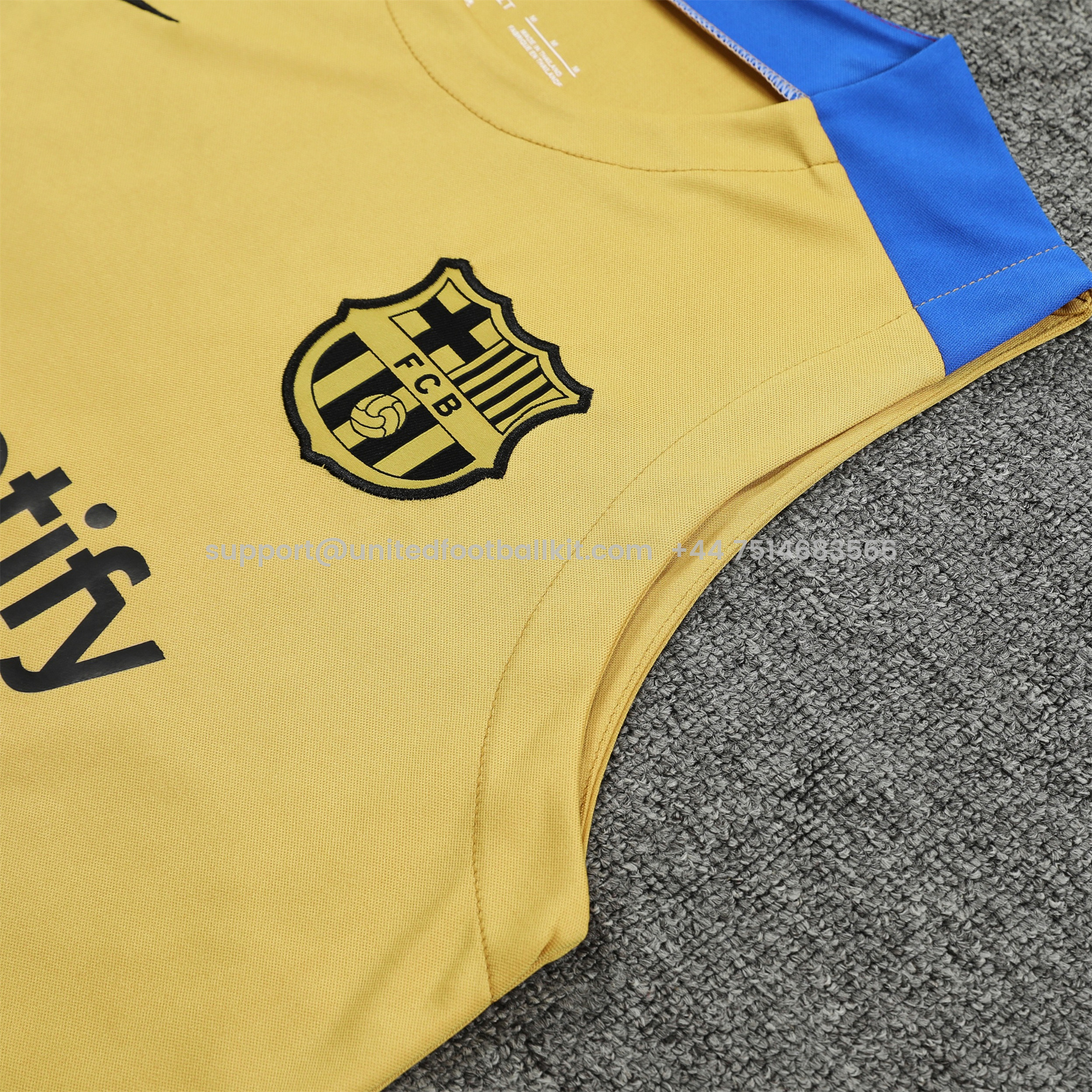 Unitedfootballkit.com | Barcelona 24-25 Training Vest Suit - Gold -Customize Name, Number and Patch | Worldwide Shipping