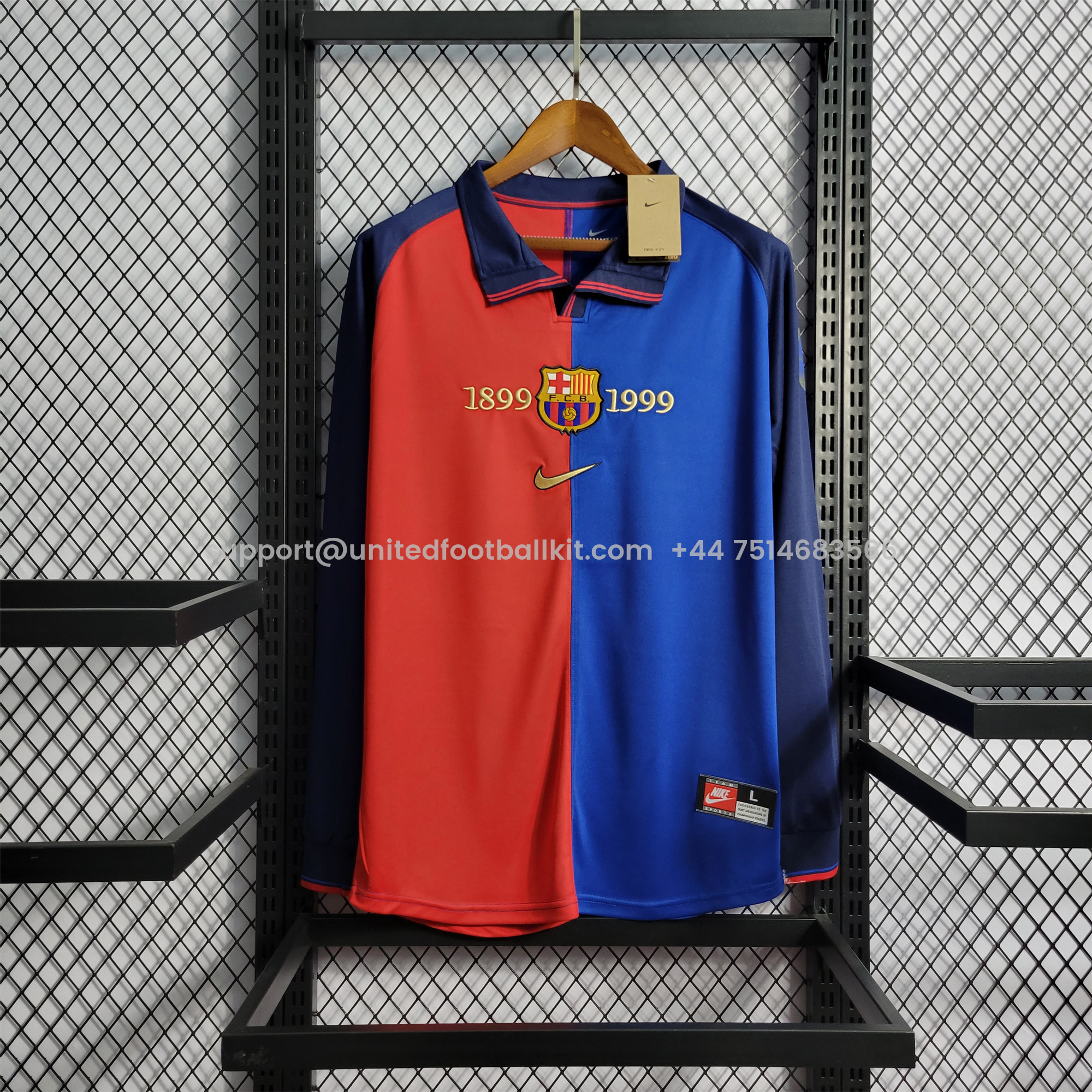 Unitedfootballkit.com | Retro Barcelona Centenary Edition Long Sleeve Jersey -Customize Name, Number and Patch | Worldwide Shipping