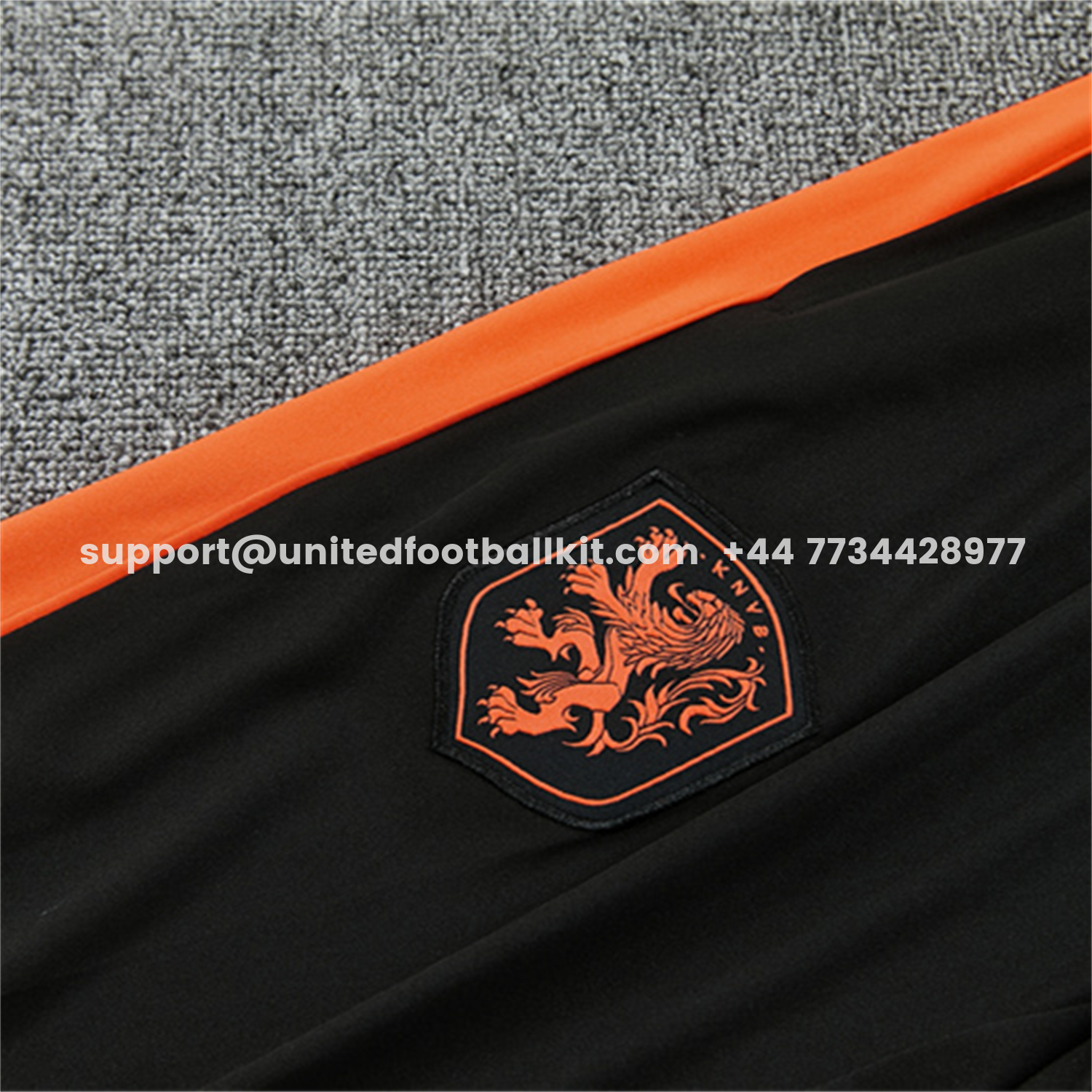 Unitedfootballkit.com | Netherlands 2026 Long Sleeves Training Set - Orange With Black Accents Top & Blue Pants -Customize Name, Number and Patch | Worldwide Shipping