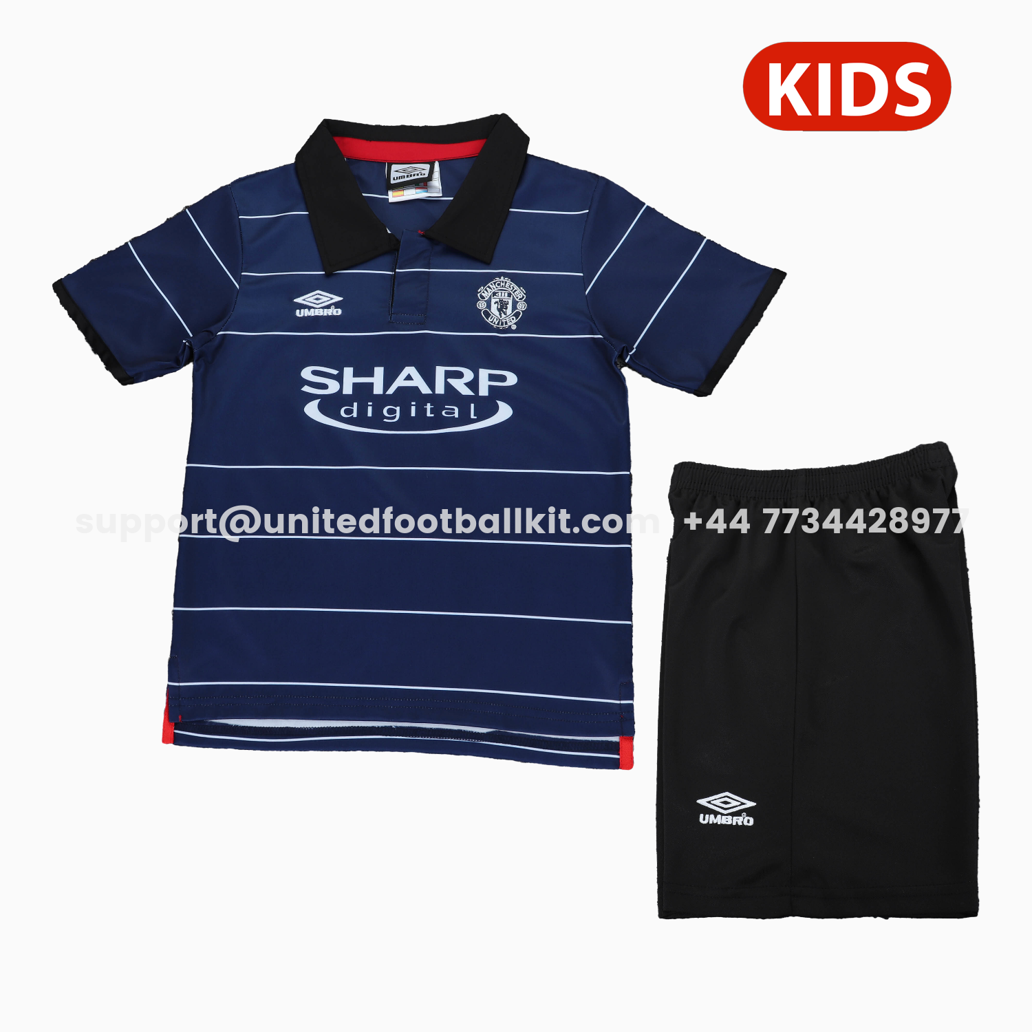 Unitedfootballkit.com | Retro Manchester United 1999-00 Away Kids Kit -Customize Name, Number and Patch | Worldwide Shipping
