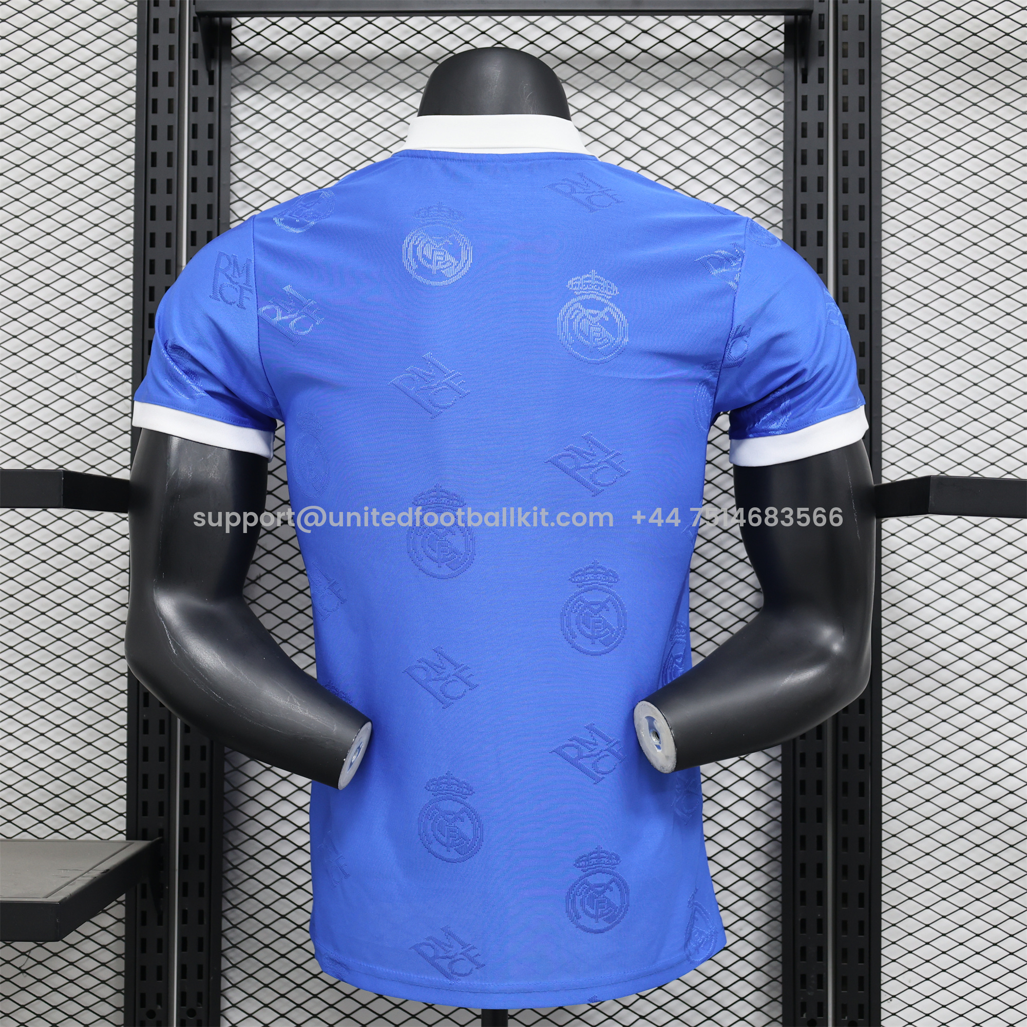 Unitedfootballkit.com | Real Madrid 24-25 Blue LOGO Special Edition Jersey - Player Version -Customize Name, Number and Patch | Worldwide Shipping