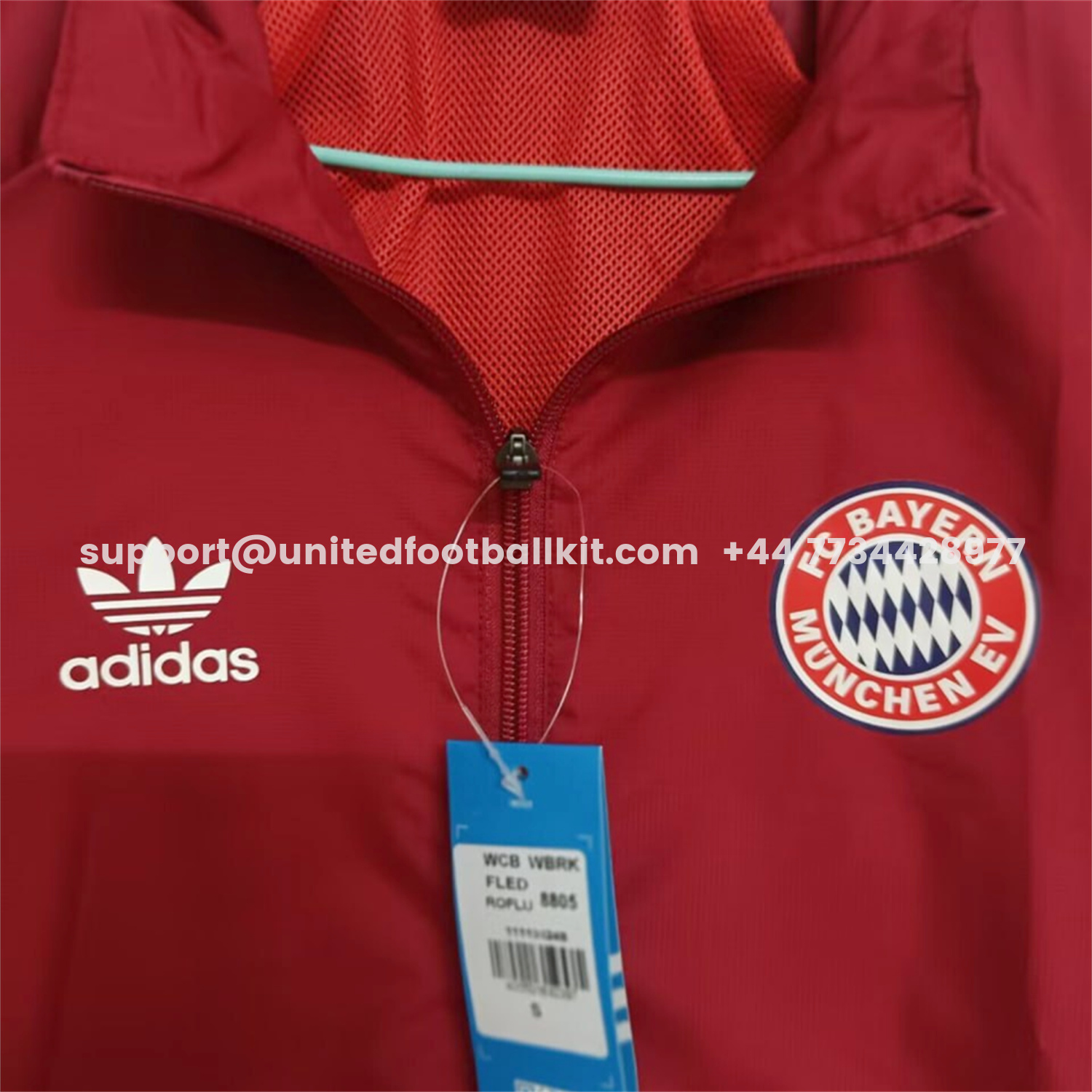 Unitedfootballkit.com | Bayern Munich 25-26 Terrace Icon Windbreaker Jacket - Red -Customize Name, Number and Patch | Worldwide Shipping