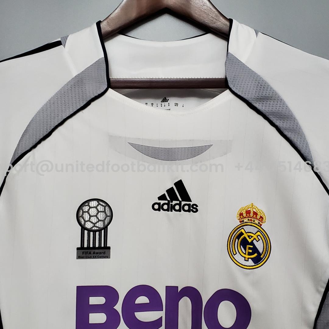 Unitedfootballkit.com | Retro Real Madrid 06-07 Home Long Sleeve Jersey -Customize Name, Number and Patch | Worldwide Shipping