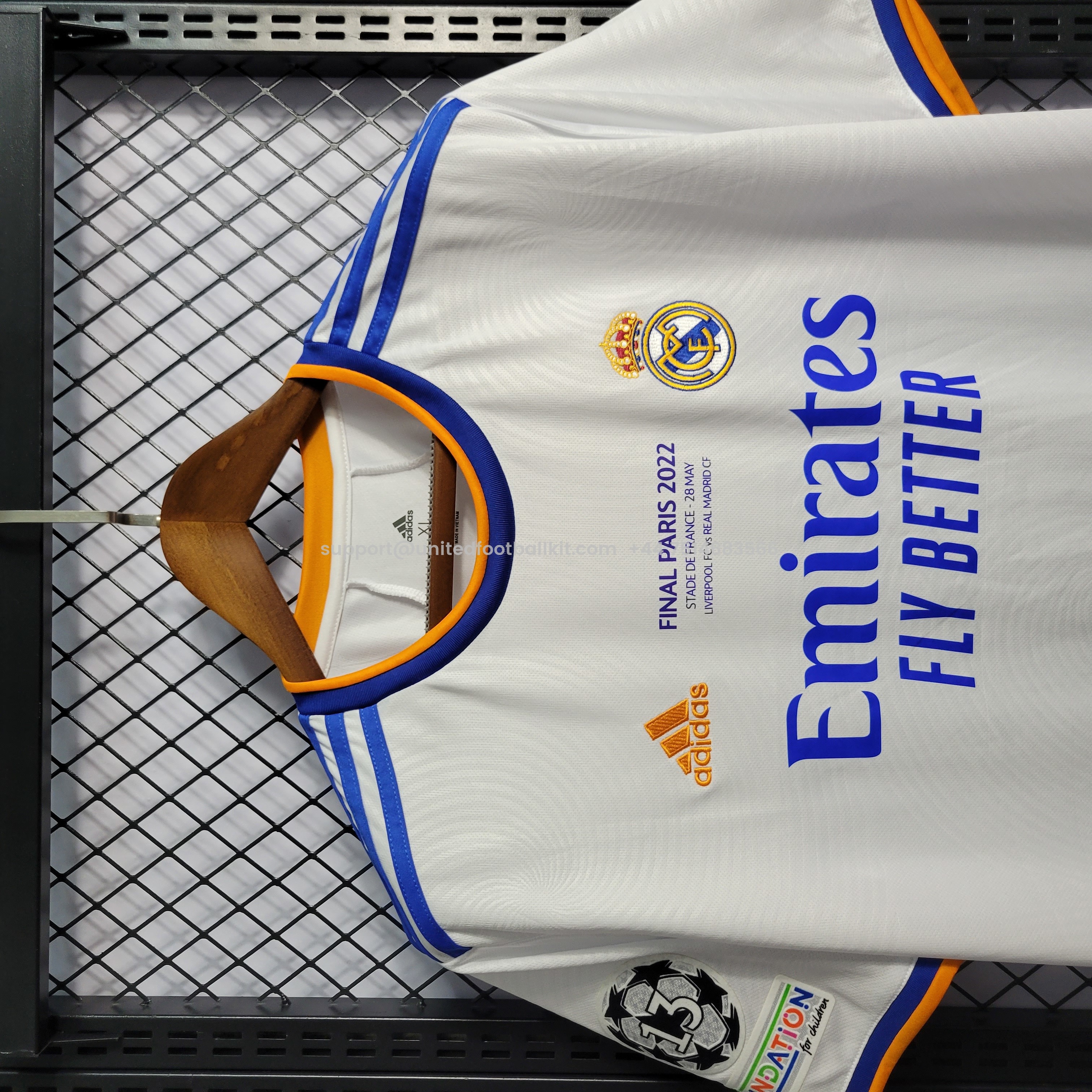 Unitedfootballkit.com | Retro Real Madrid 21-22 Home Stadium Jersey - Champions League Final -Customize Name, Number and Patch | Worldwide Shipping