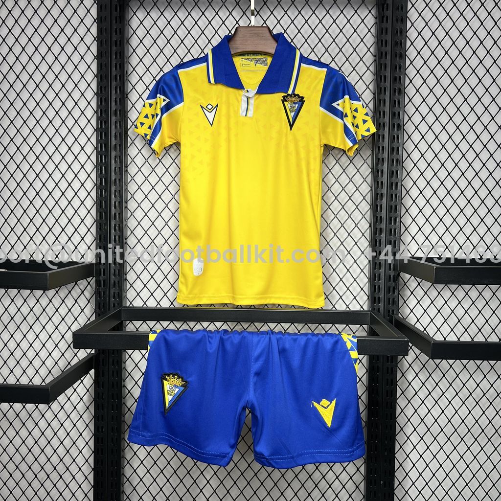 Unitedfootballkit.com | Cádiz Cadiz 24-25 Home Stadium Kids Kit -Customize Name, Number and Patch | Worldwide Shipping