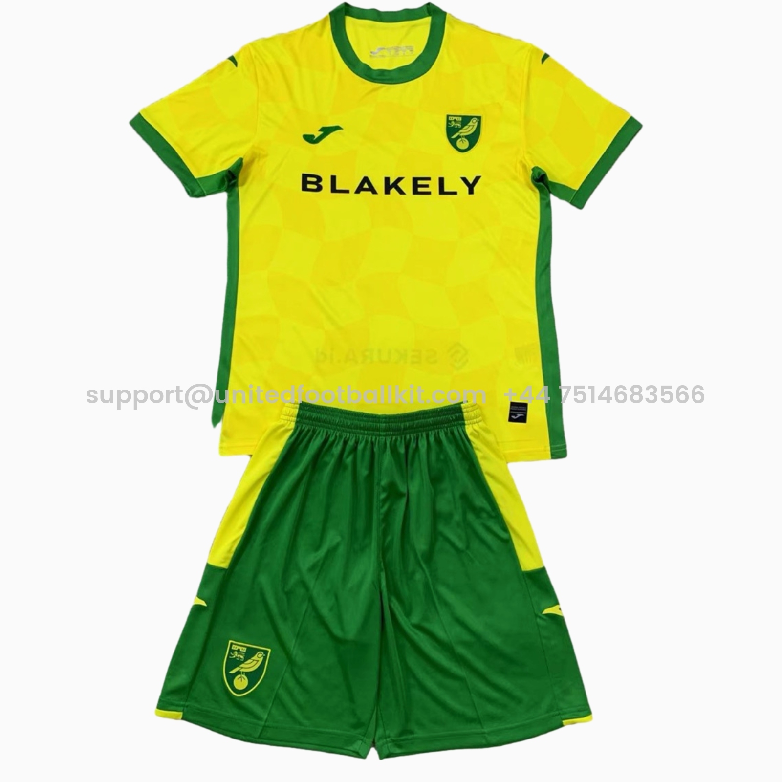 Unitedfootballkit.com | Norwich City 24-25 Home Kids Kit -Customize Name, Number and Patch | Worldwide Shipping