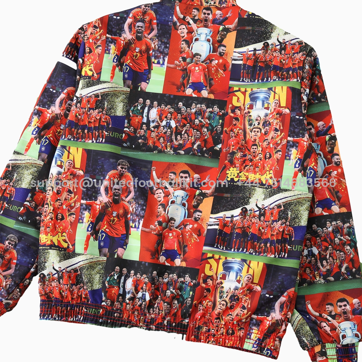 Unitedfootballkit.com | Spain 24-25 Red Double Sided Reversible Windbreaker - 2024 EURO Championship -Customize Name, Number and Patch | Worldwide Shipping