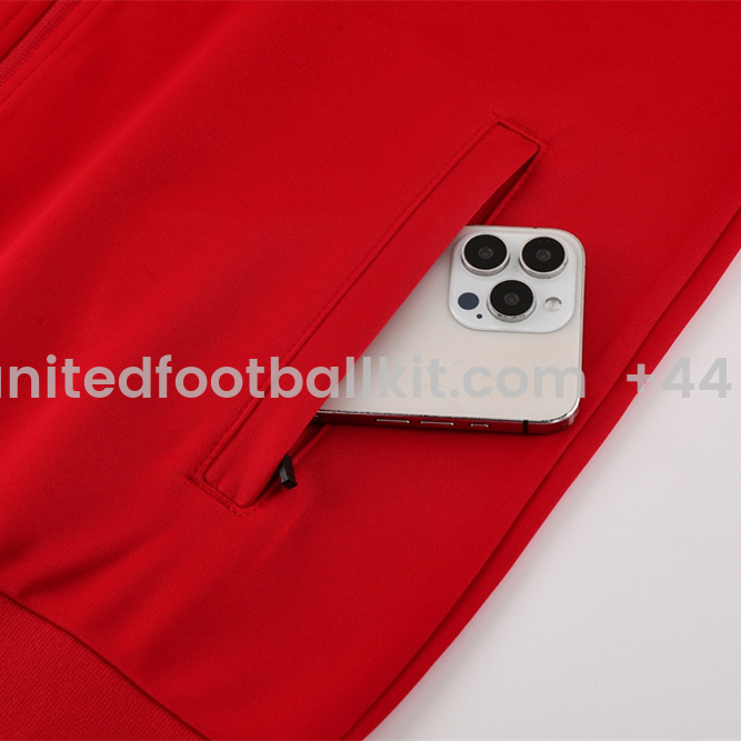 Unitedfootballkit.com | Manchester United 24-25 Jacket Training Tracksuit - Red Top and Black Pants -Customize Name, Number and Patch | Worldwide Shipping