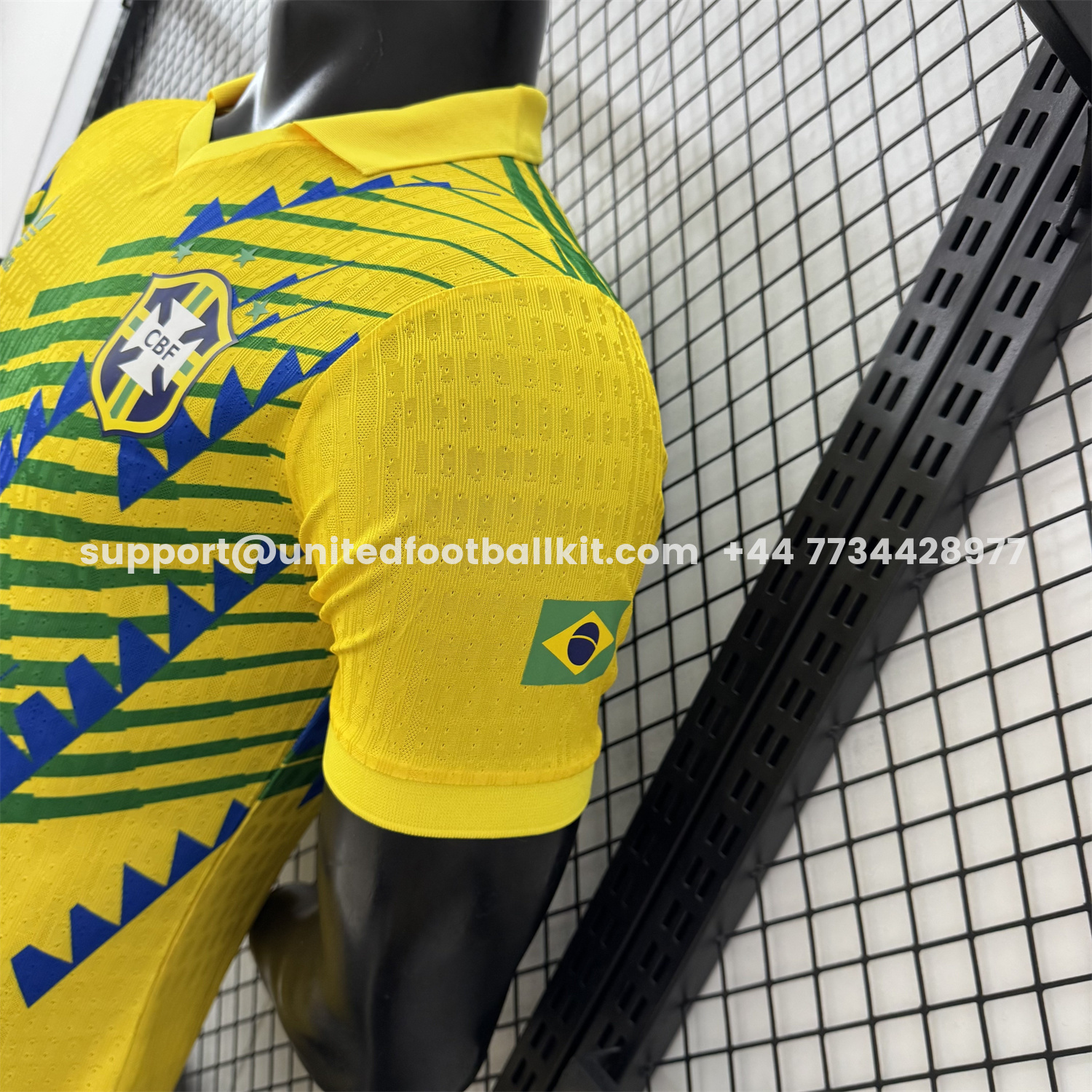 Unitedfootballkit.com | Brazil 2026 Blue-Green Stripes Yellow Special Jersey - Player Version -Customize Name, Number and Patch | Worldwide Shipping