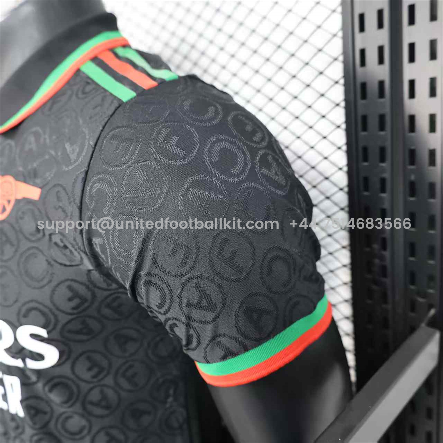 Unitedfootballkit.com | Arsenal 25-26 Black POLO Letter Pattern Special Jersey - Player Version -Customize Name, Number and Patch | Worldwide Shipping