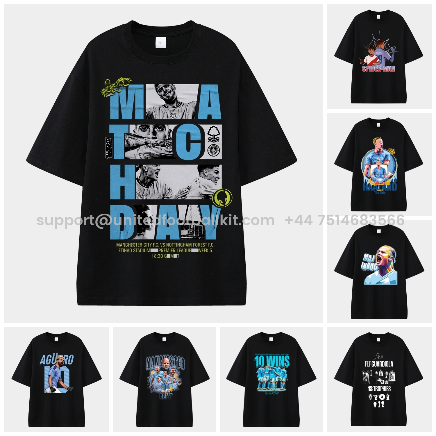 Unitedfootballkit.com | Manchester City Highlights Of The Decade Unisex Pure Cotton T-shirt -Customize Name, Number and Patch | Worldwide Shipping