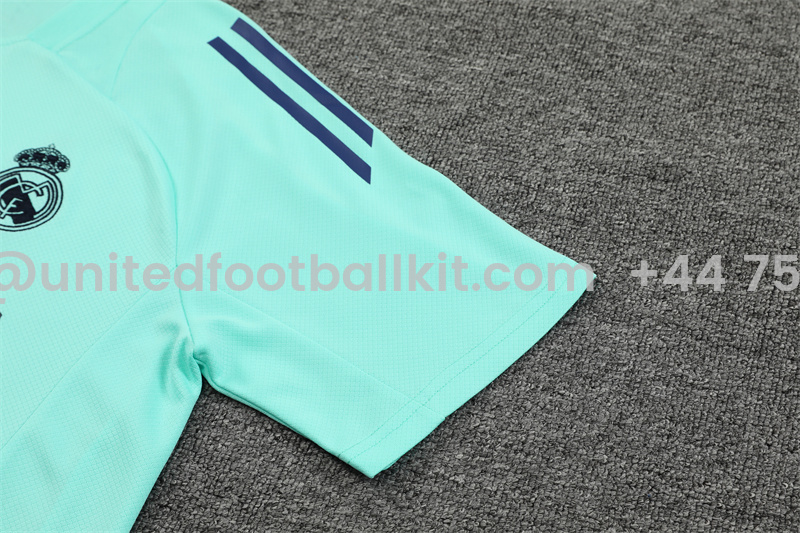 Unitedfootballkit.com | Real Madrid 24-25 Short-Sleeve Training Kids Kit - Lake Blue -Customize Name, Number and Patch | Worldwide Shipping