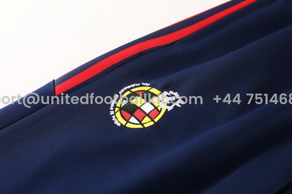 Unitedfootballkit.com | Spain 2024 Jacket Training Tracksuit - Deep Blue -Customize Name, Number and Patch | Worldwide Shipping