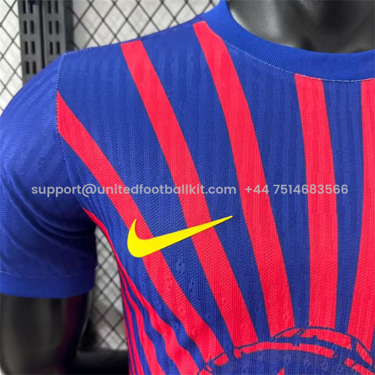 Unitedfootballkit.com | Barcelona 25-26 One Piece Red Silhouette Special Blue Jersey - Player Version -Customize Name, Number and Patch | Worldwide Shipping