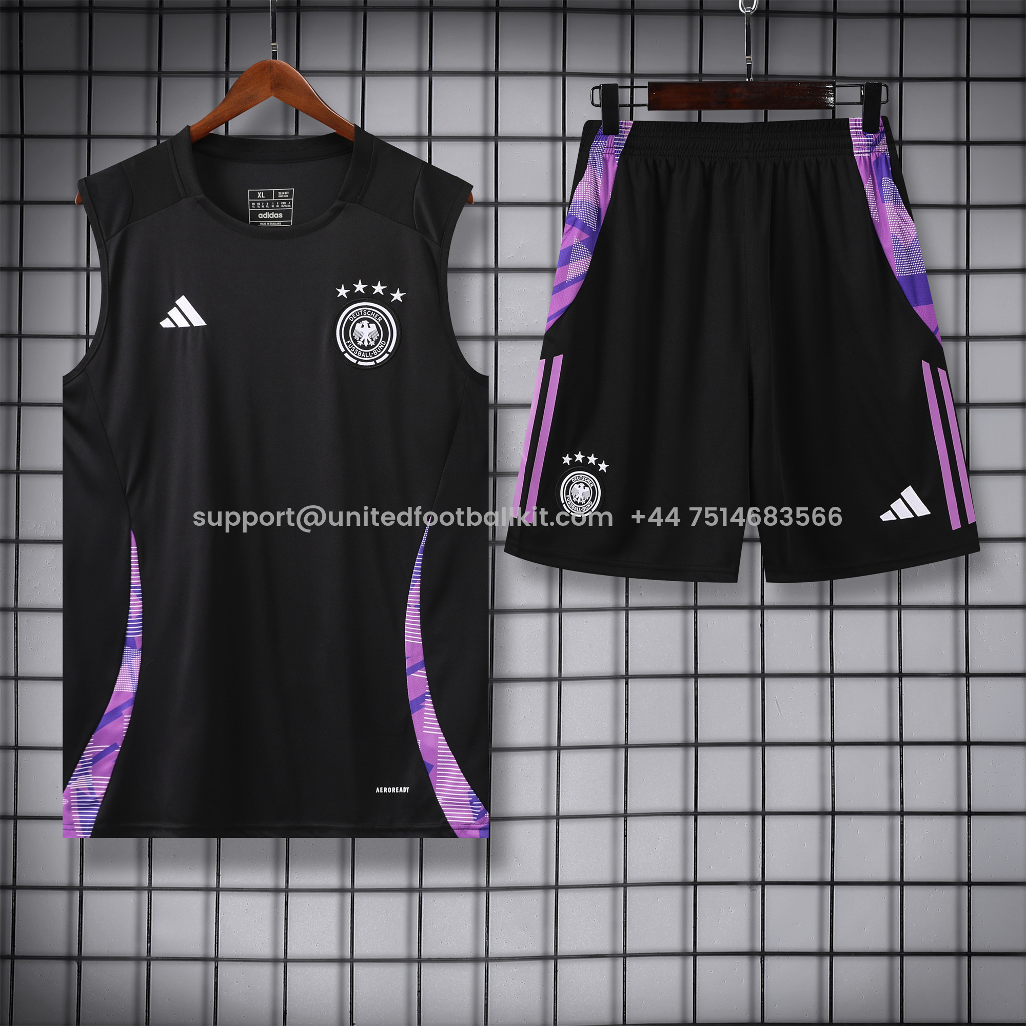 Unitedfootballkit.com | Germany 24-25 Training Vest Suit - Black -Customize Name, Number and Patch | Worldwide Shipping