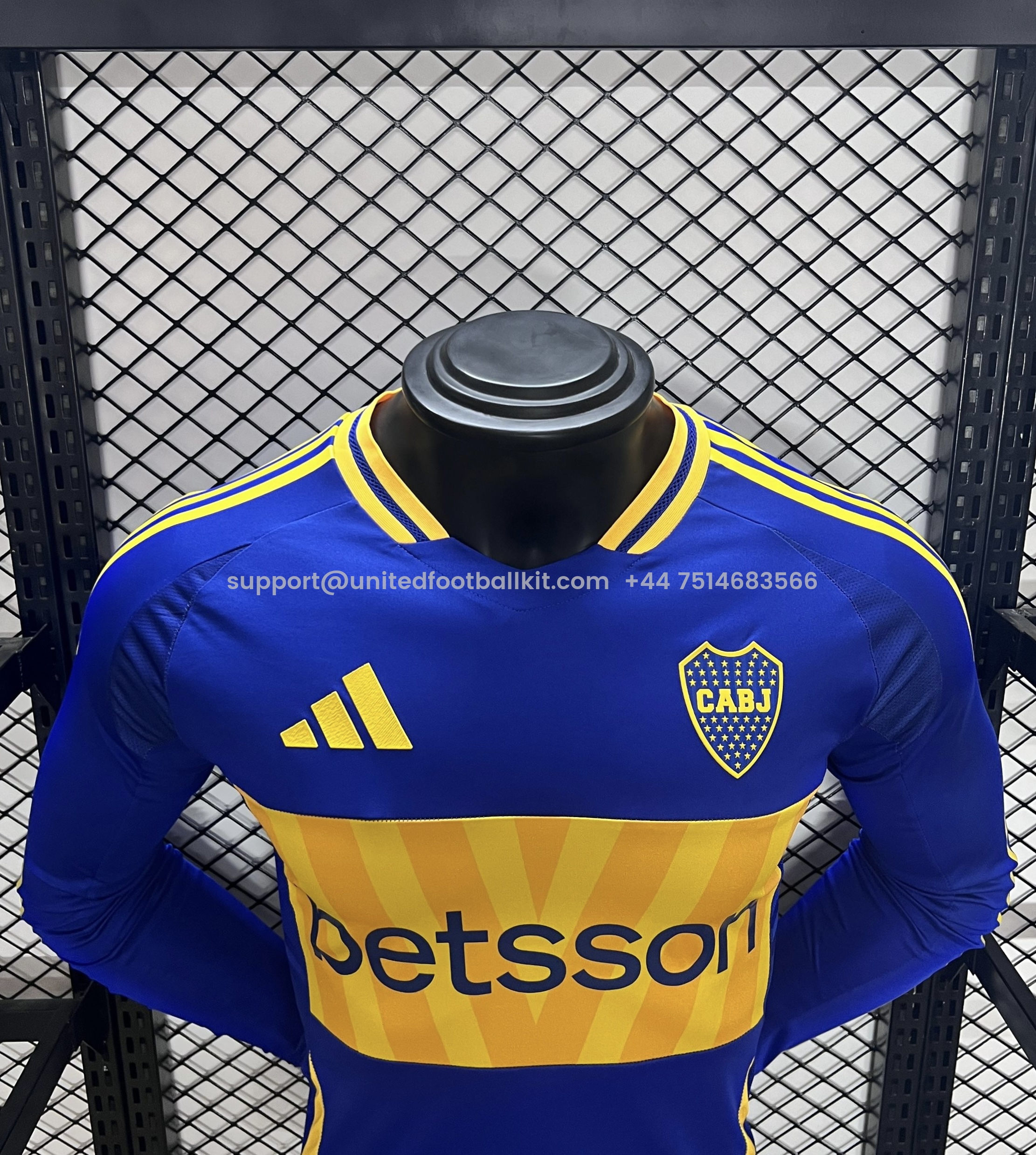 Unitedfootballkit.com | Boca Juniors 24-25 Home Long Sleeve Jersey - Player Version -Customize Name, Number and Patch | Worldwide Shipping