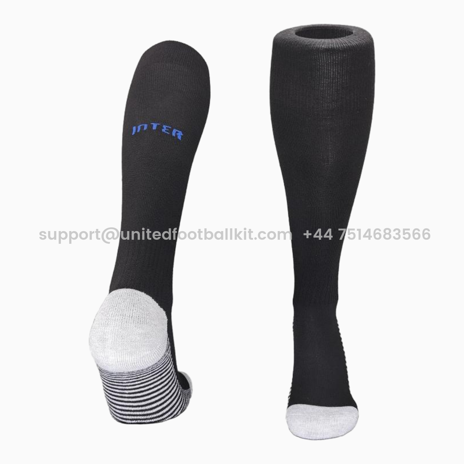 Unitedfootballkit.com | Inter Milan 25-26 Home Socks - Black & Blue Logo -Customize Name, Number and Patch | Worldwide Shipping