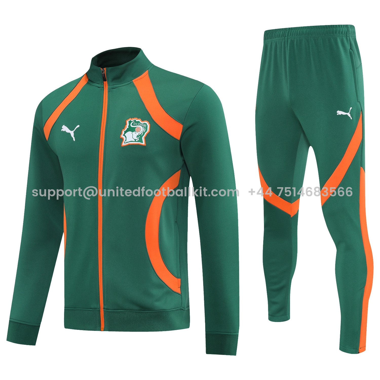 Unitedfootballkit.com | Côte d'Ivoire 25-26 Jacket Training Tracksuit - Green Jackets & Pants -Customize Name, Number and Patch | Worldwide Shipping