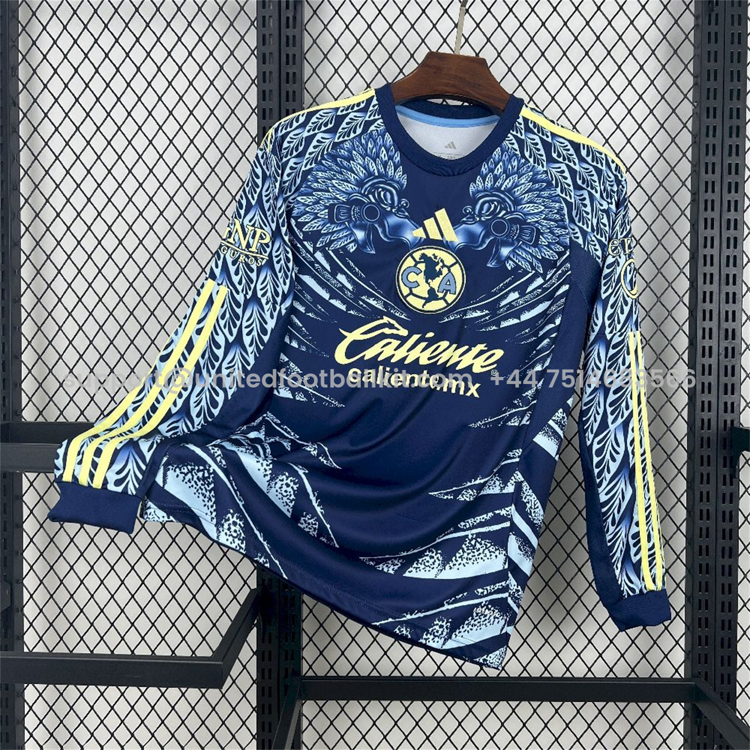 Unitedfootballkit.com | Club América 25-26 Away Long Sleeves Jersey - Fans Version -Customize Name, Number and Patch | Worldwide Shipping