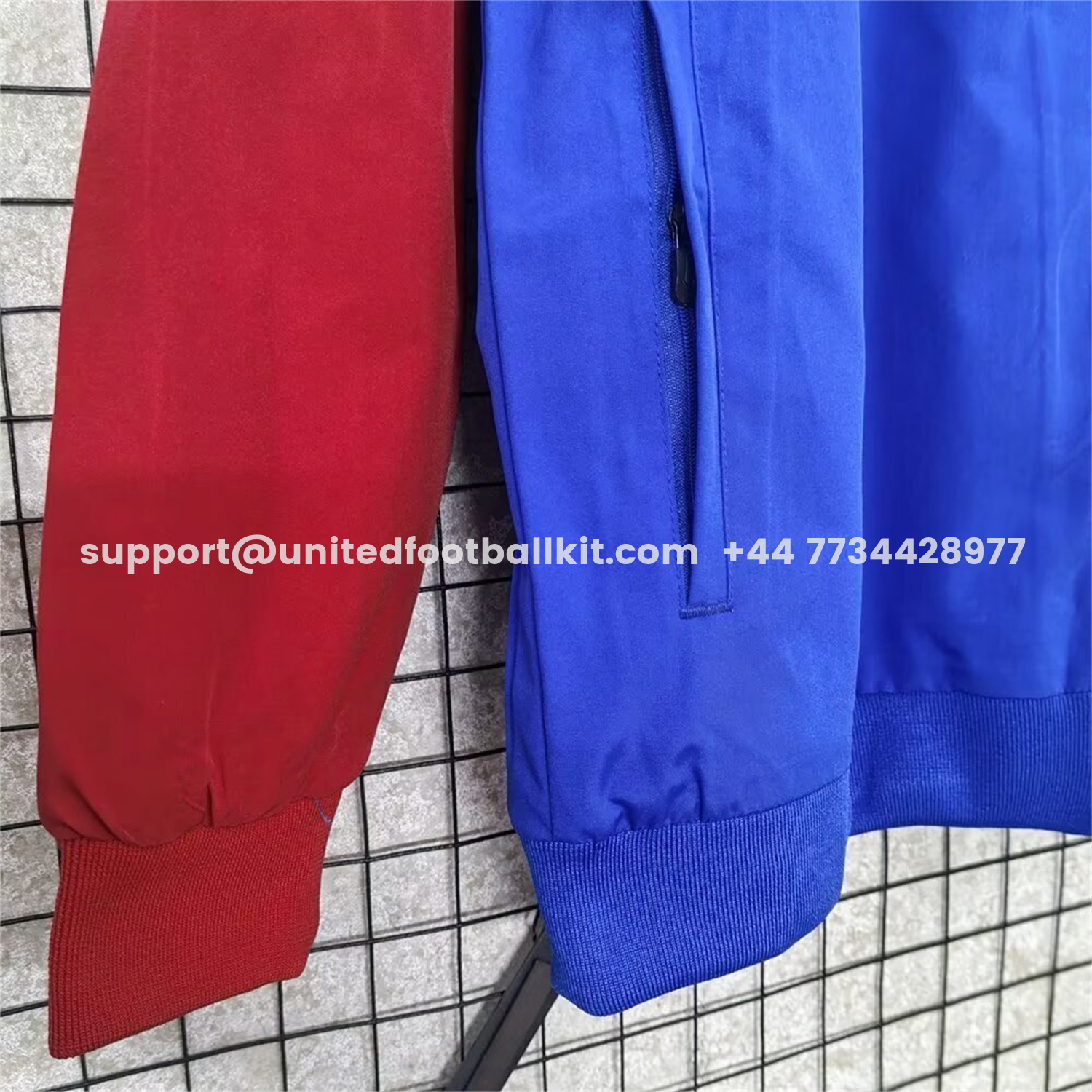 Unitedfootballkit.com | Retro Paris Saint-Germain PSG 1996-97 Red Blue Windbreaker Jacket -Customize Name, Number and Patch | Worldwide Shipping