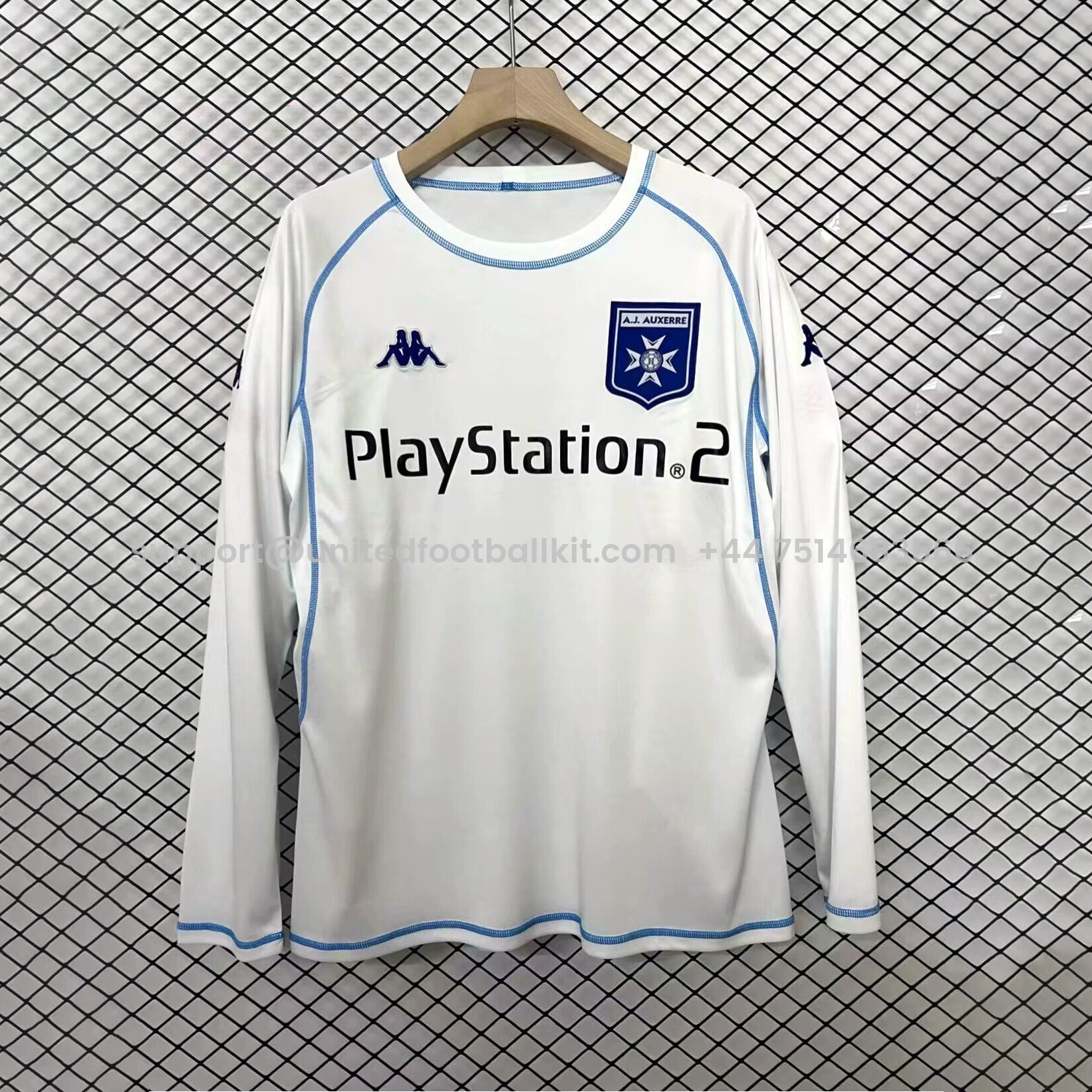 Unitedfootballkit.com | Retro AJ Auxerre 2003-04 Home Long Sleeves Jersey -Customize Name, Number and Patch | Worldwide Shipping