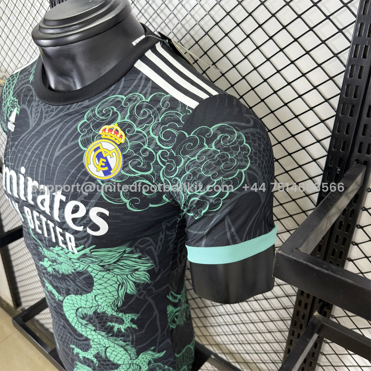 Unitedfootballkit.com | Real Madrid 25-26 Green Dragon Soars Black Jersey - Player Version -Customize Name, Number and Patch | Worldwide Shipping