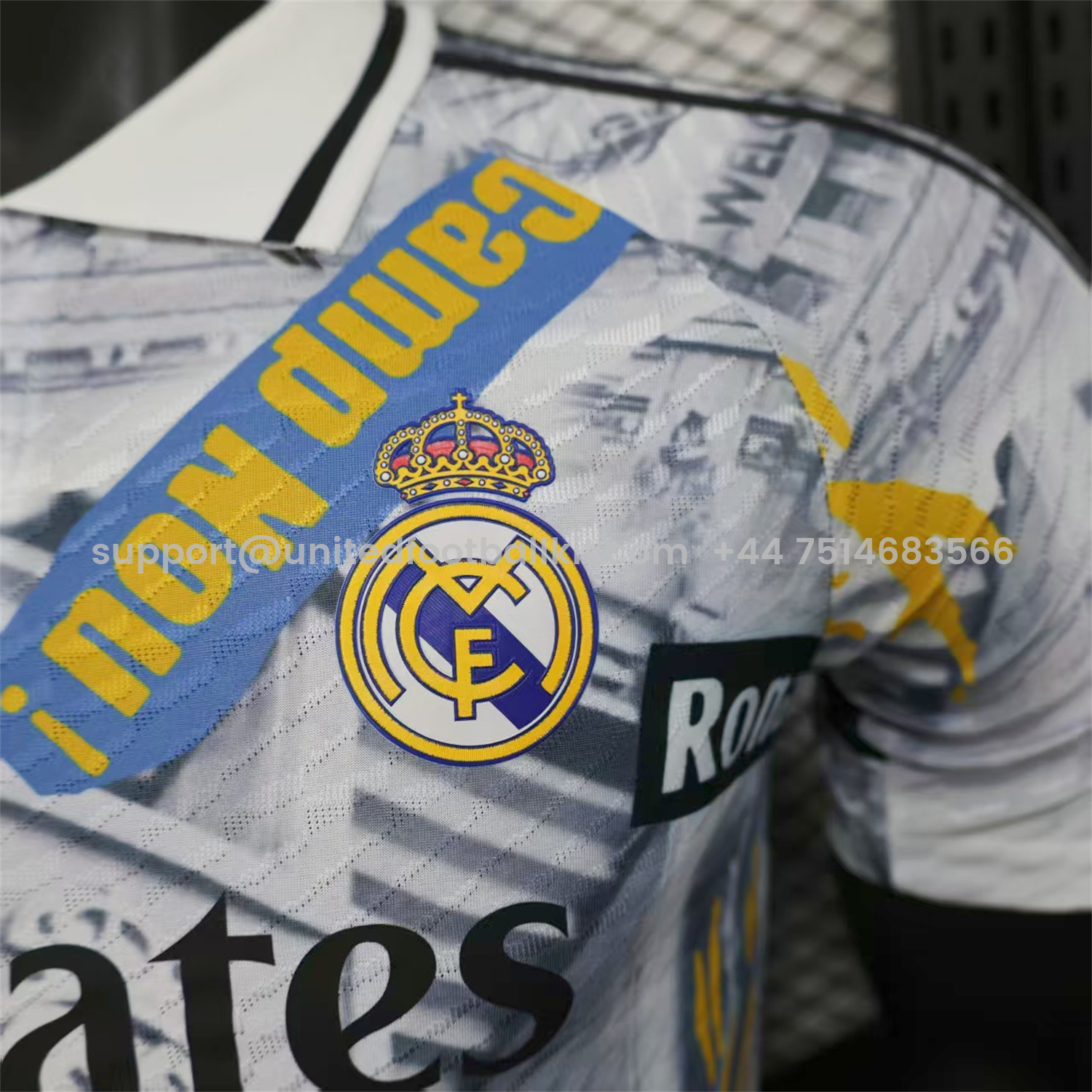 Unitedfootballkit.com | Real Madrid 25-26 Capture Of Camp Nou POLO White Special Jersey - Player Version -Customize Name, Number and Patch | Worldwide Shipping