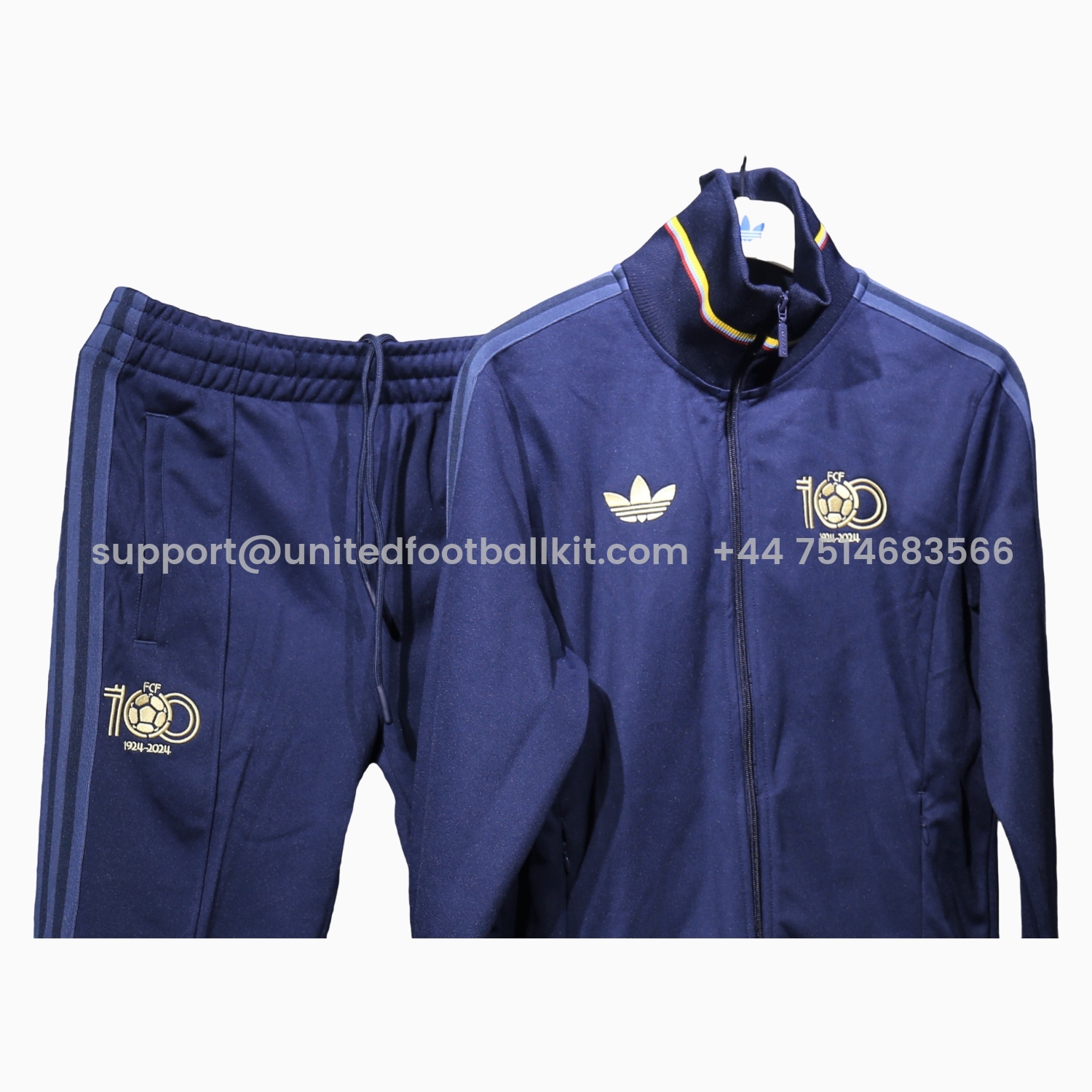 Unitedfootballkit.com | Colombia 2024 100th Anniversary Jacket Training Tracksuit - Deep Blue -Customize Name, Number and Patch | Worldwide Shipping
