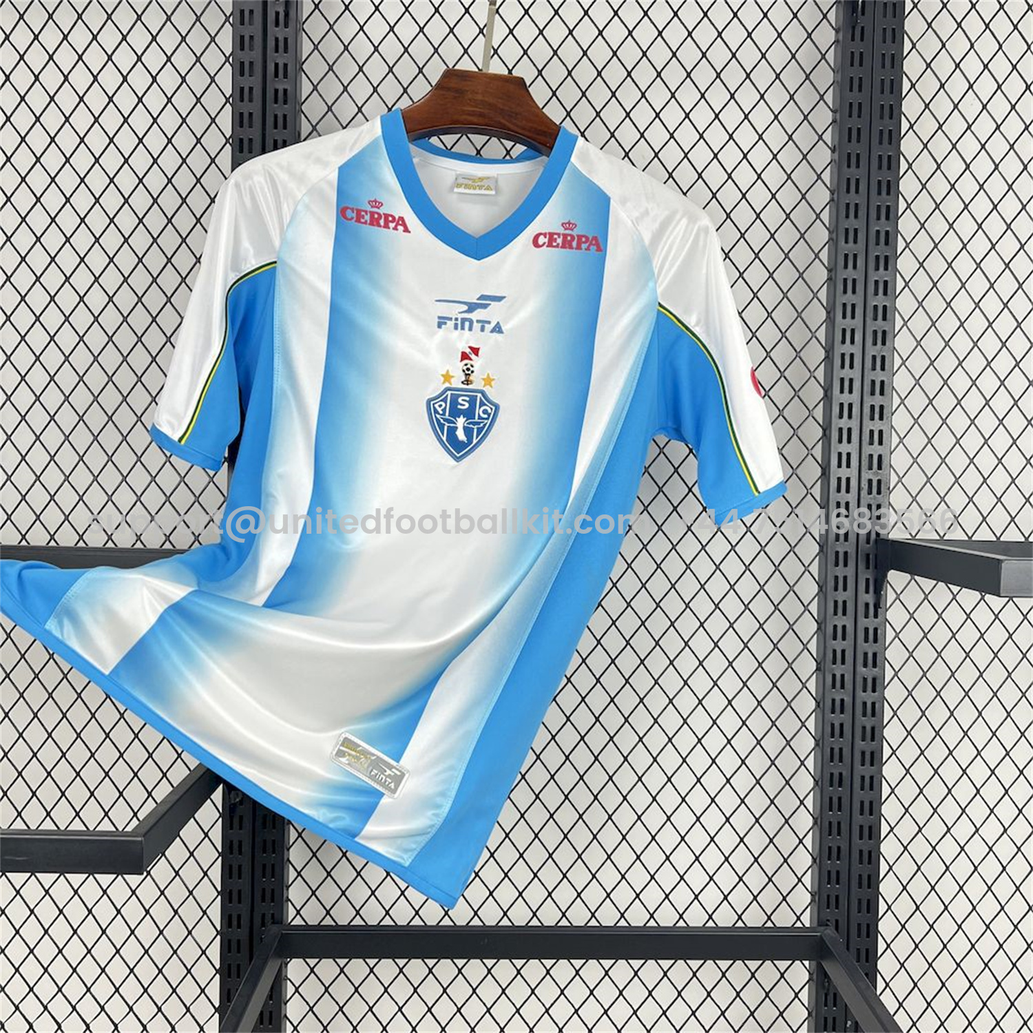 Unitedfootballkit.com | Retro Paysandu 2003 Third Blue Stripe Jersey -Customize Name, Number and Patch | Worldwide Shipping