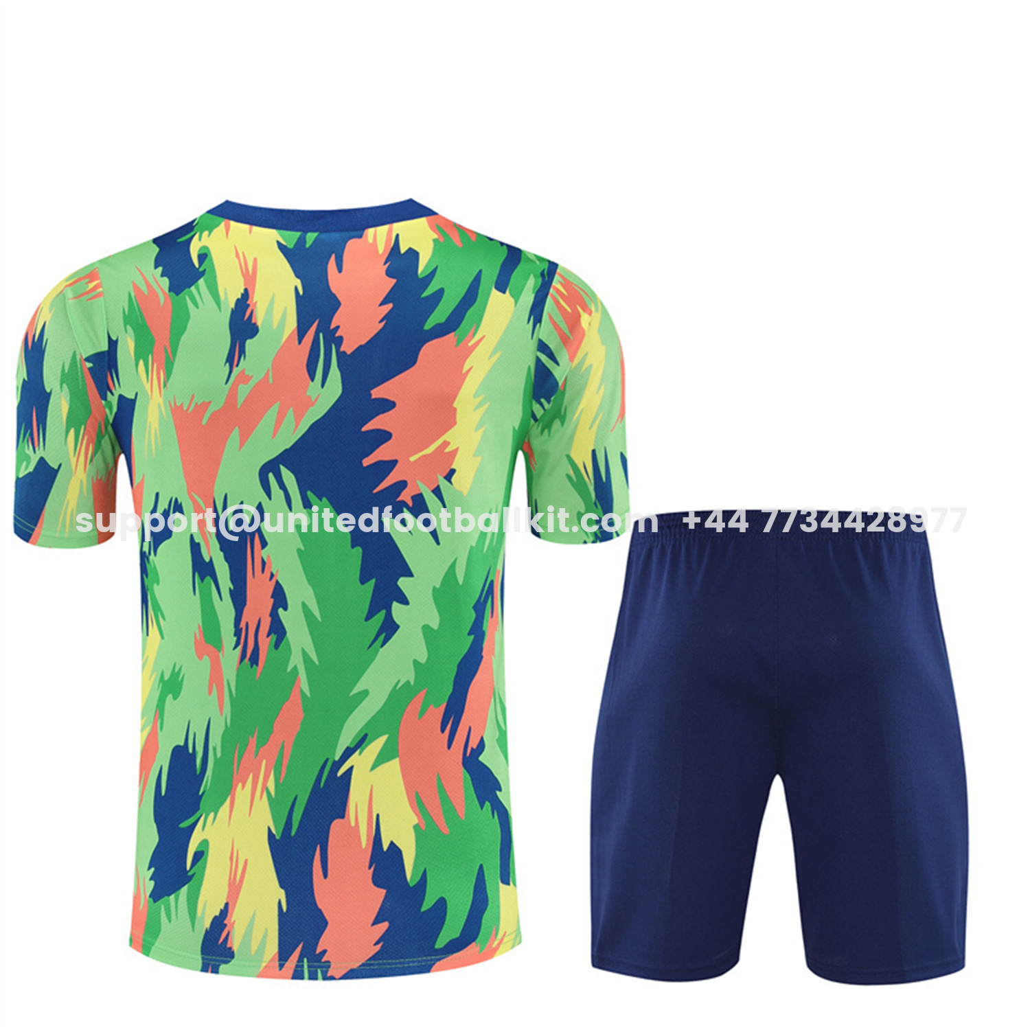 Unitedfootballkit.com | Brazil 25-26 Short-Sleeve Training Set - Blue Green Camouflage Top & Blue Shorts -Customize Name, Number and Patch | Worldwide Shipping