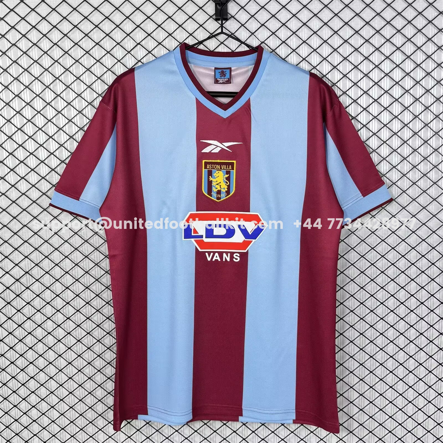 Unitedfootballkit.com | Retro Aston Villa 1999-00 Home Jersey -Customize Name, Number and Patch | Worldwide Shipping