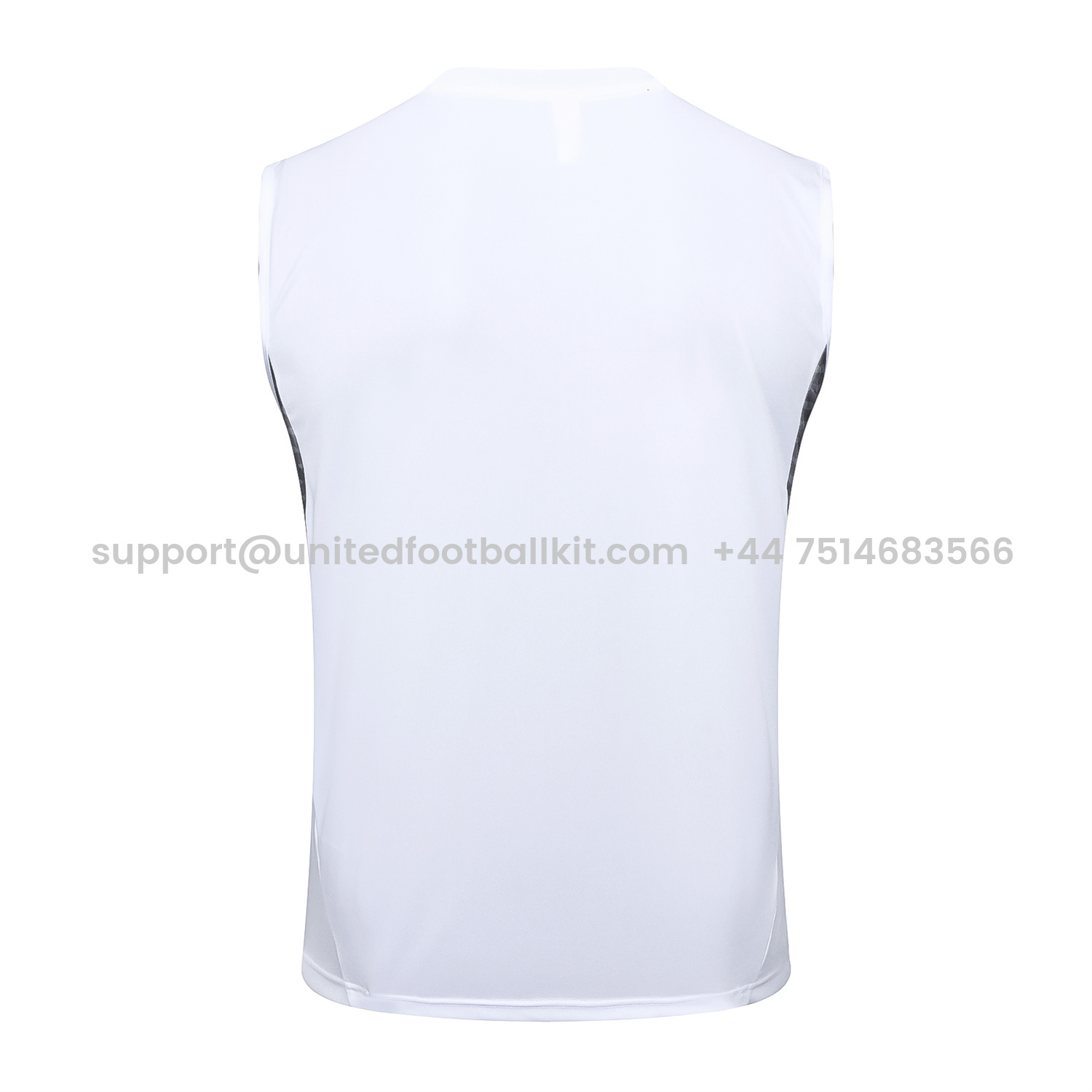 Unitedfootballkit.com | Real Madrid 25-26 Vest Training Set - White Vest and Black Shorts -Customize Name, Number and Patch | Worldwide Shipping