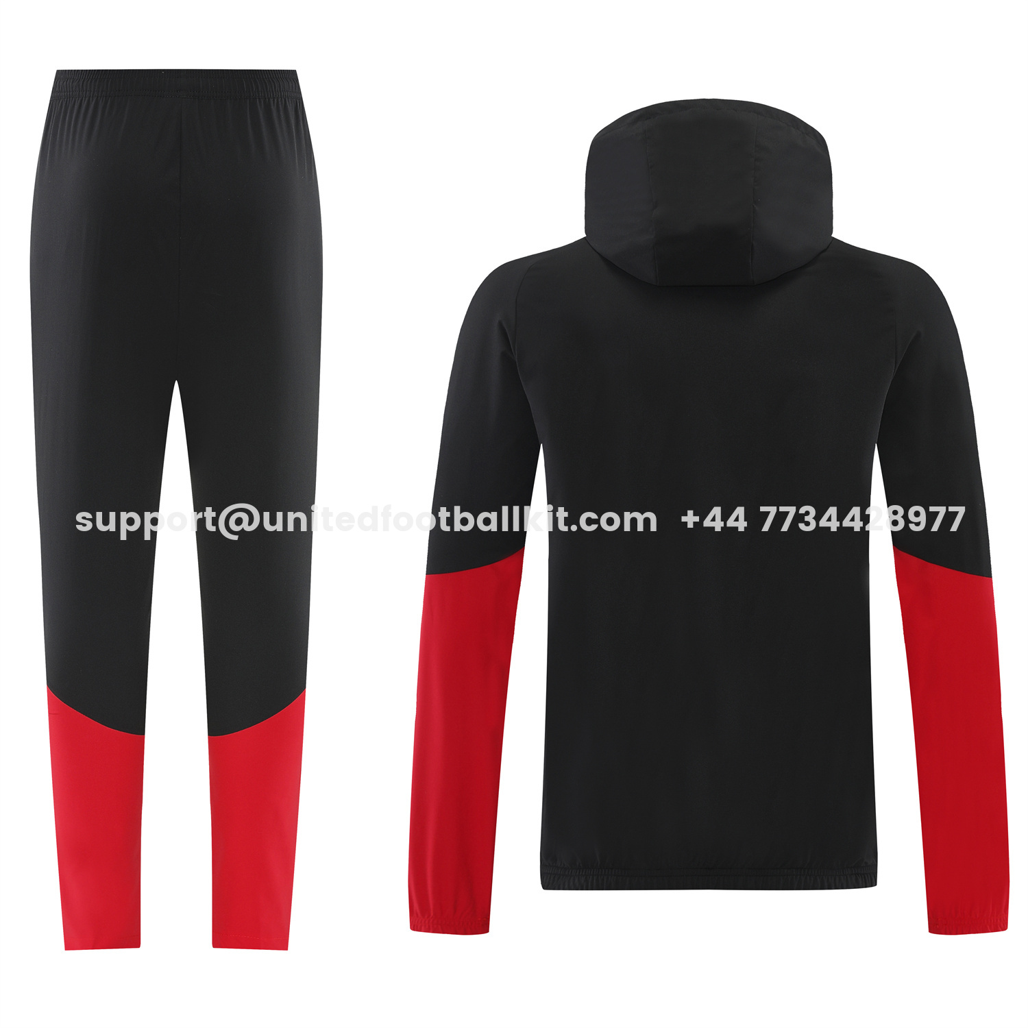 Unitedfootballkit.com | Germany 2026 Hooded Windbreaker Training Set - Black Red Top and Pants -Customize Name, Number and Patch | Worldwide Shipping