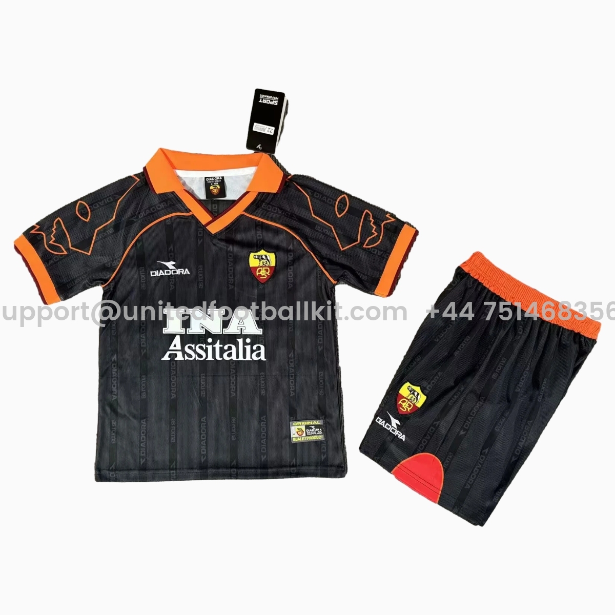 Unitedfootballkit.com | Retro Roma 1999-00 Third Kids Kit -Customize Name, Number and Patch | Worldwide Shipping