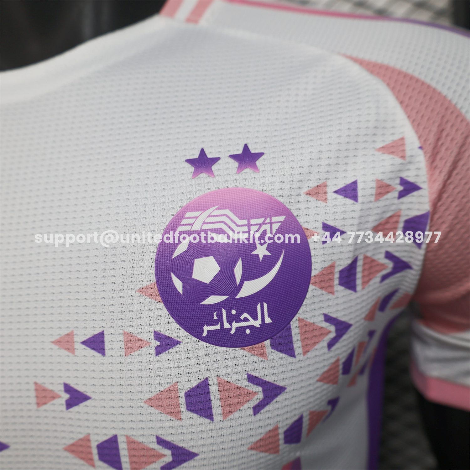 Unitedfootballkit.com | Algeria 25-26 Pink and Purple Triangle Pattern Black Jersey - Player Version -Customize Name, Number and Patch | Worldwide Shipping