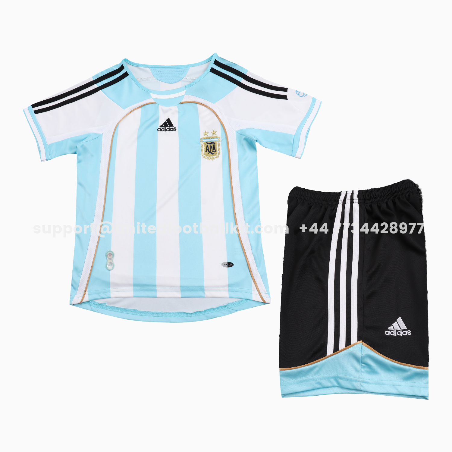 Unitedfootballkit.com | Retro Argentina 2006 Home Kids Kit -Customize Name, Number and Patch | Worldwide Shipping